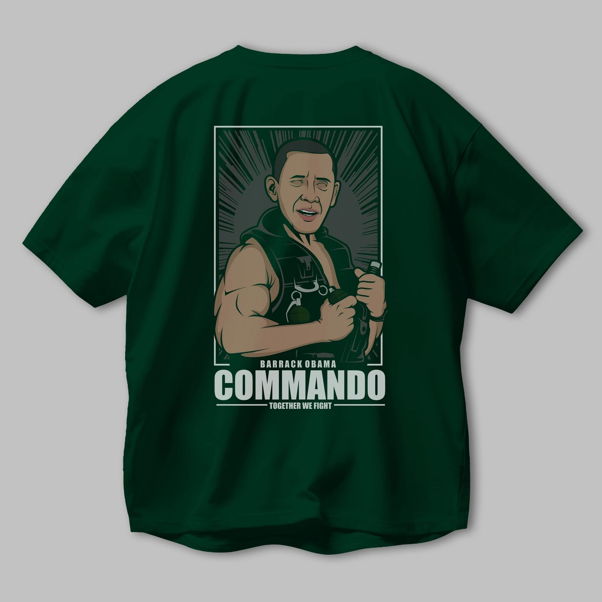 Obama Commando Arka Baskılı Oversize t-shirt Erkek Kadın Unisex %100 Pamuk tişort