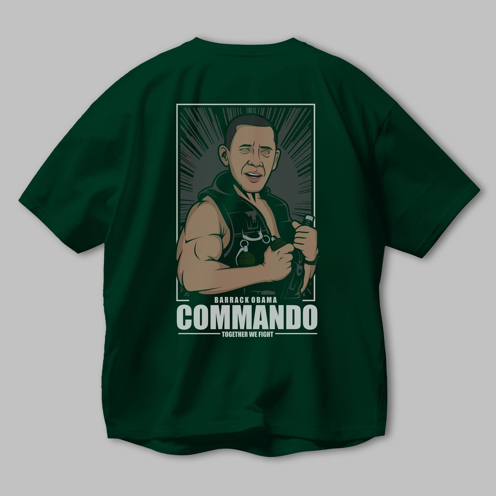 Obama Commando Arka Baskılı Oversize t-shirt Erkek Kadın Unisex %100 Pamuk tişort