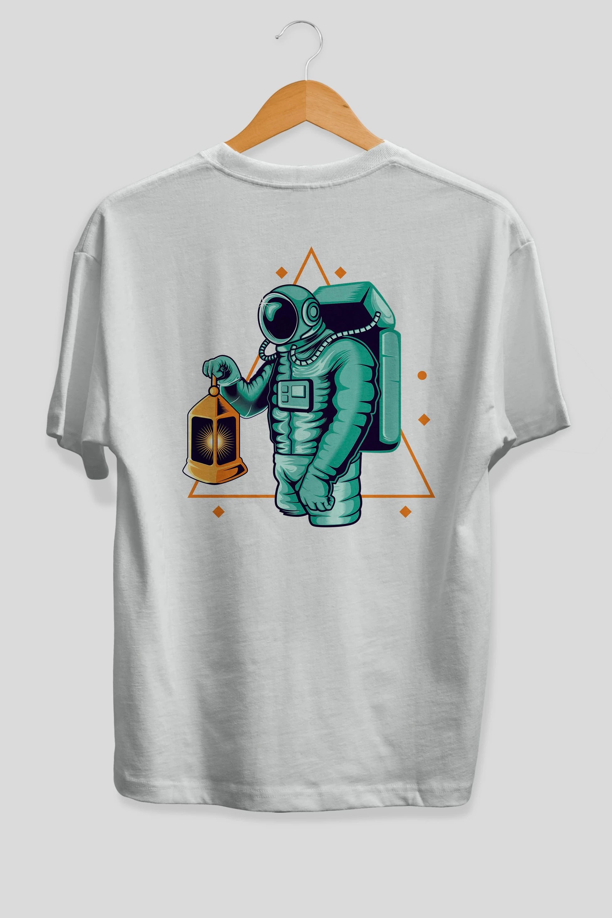 Astronaut Lantern Arka Baskılı Oversize t-shirt Erkek Kadın Unisex