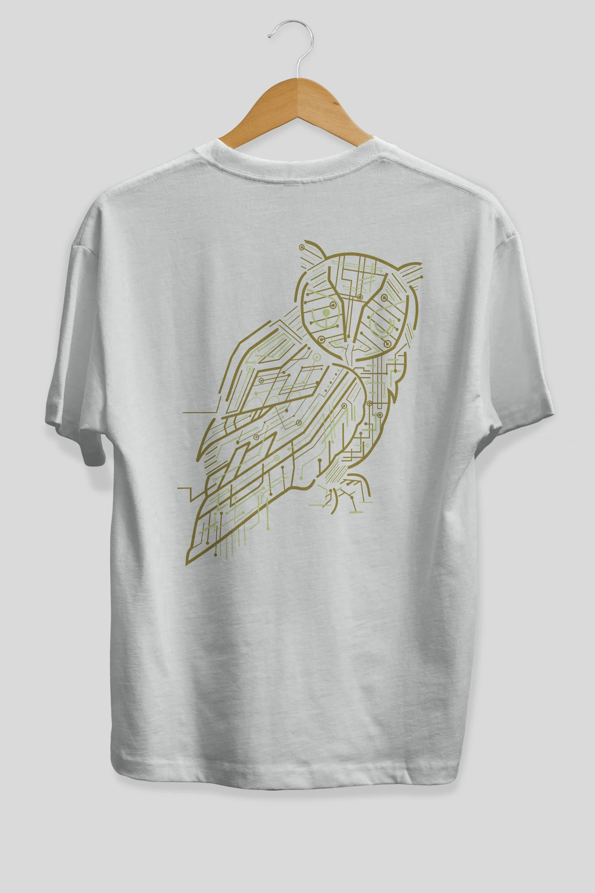 Electrical Owl Arka Baskılı Oversize t-shirt %100 pamuk Erkek Kadın Unisex
