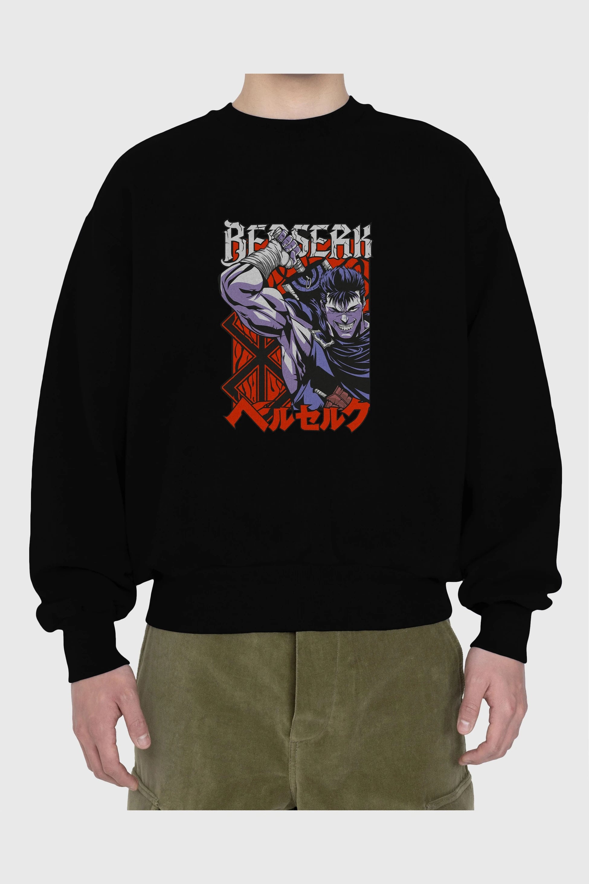 GUTS berserk Anime Ön Baskılı Oversize Sweatshirt Erkek Kadın Unisex