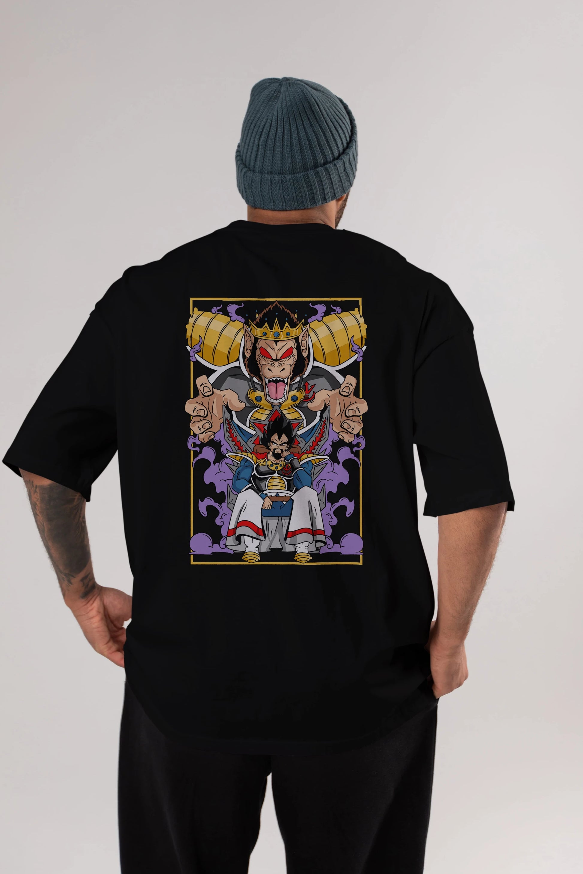 DragonBall ReyVegeta Anime Arka Baskılı Oversize t-shirt Erkek Kadın Unisex