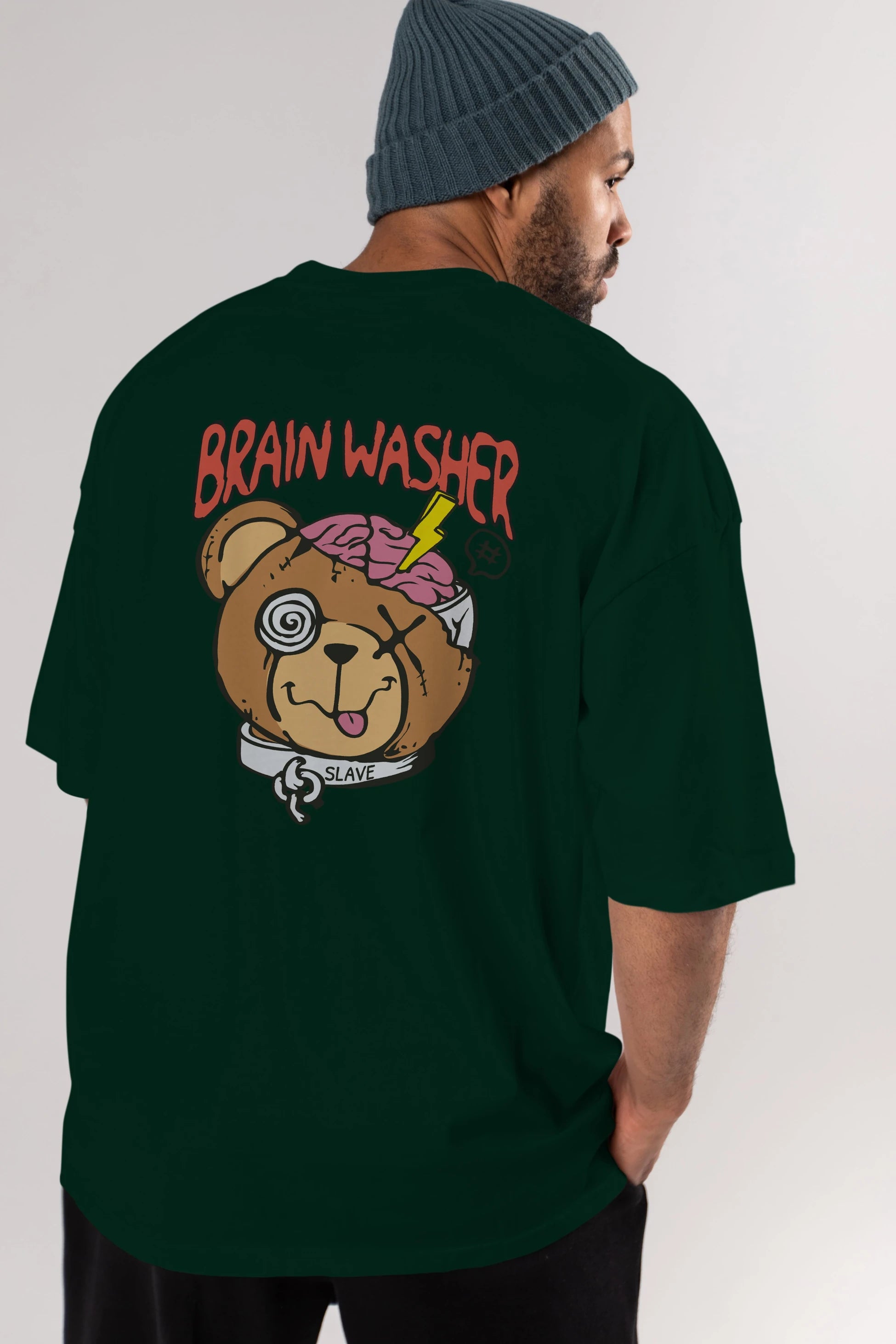 Brain Washer Arka Baskılı Oversize t-shirt Erkek Kadın Unisex
