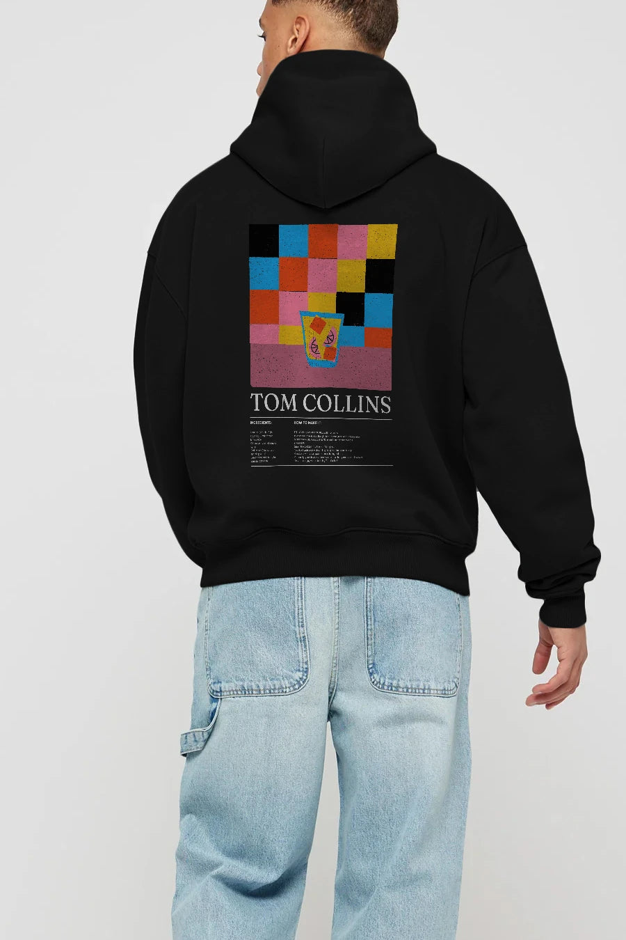 Tom Collins Kokteyl Arka Baskılı Hoodie Oversize Kapüşonlu Sweatshirt Erkek Kadın