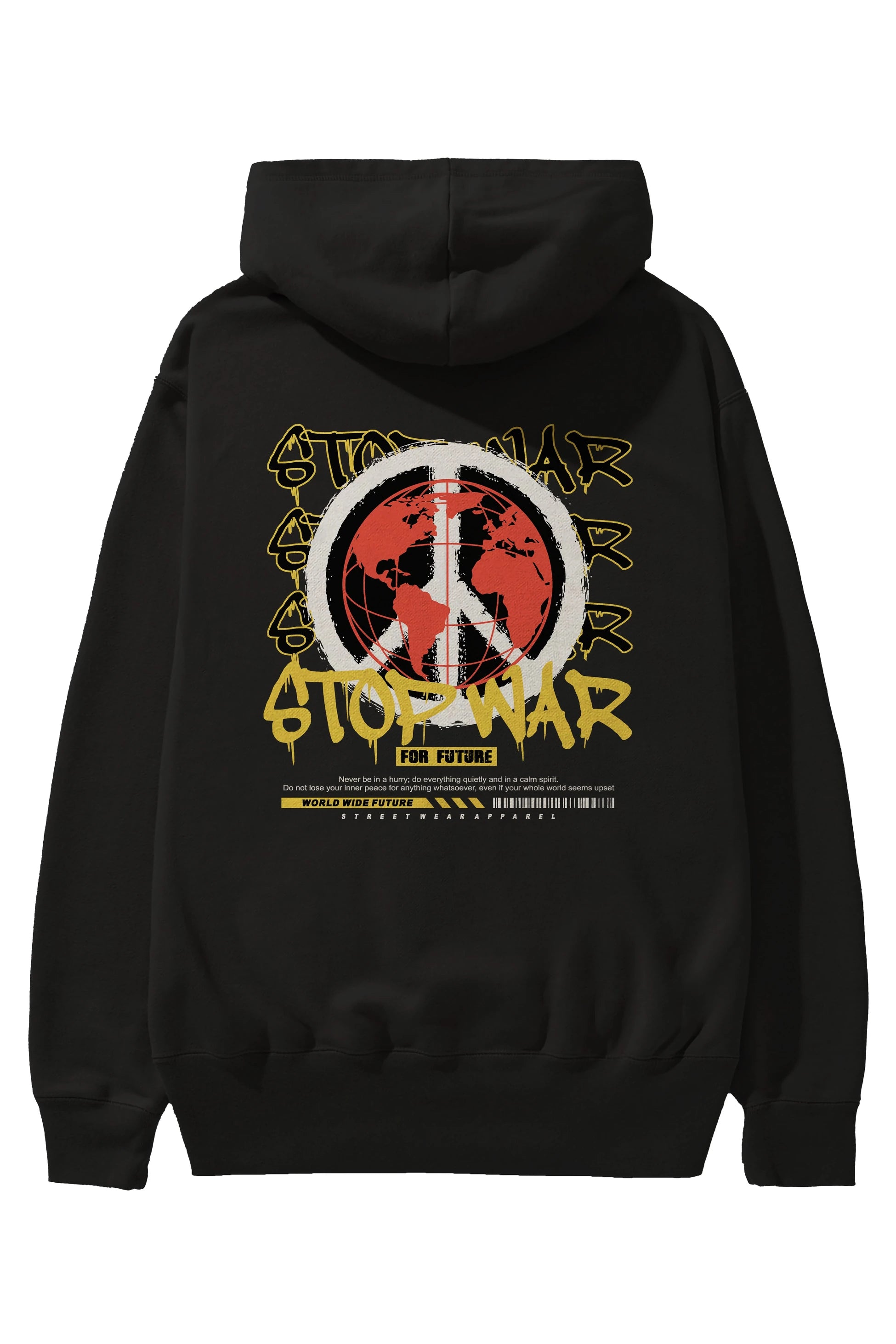 Stop War for Future Arka Baskılı Hoodie Oversize Kapüşonlu Sweatshirt Erkek Kadın Unisex