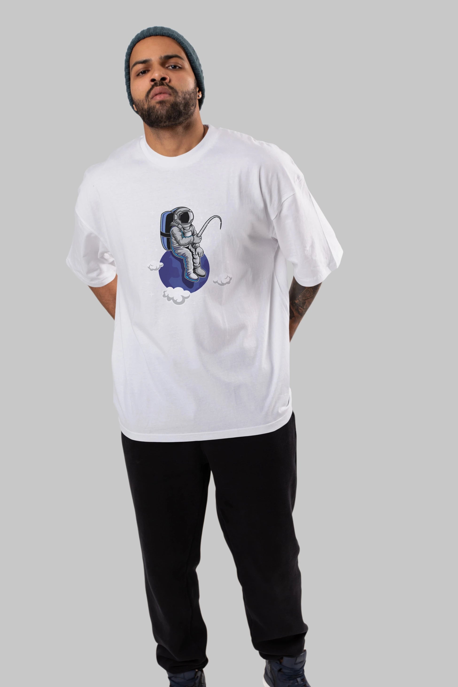 Astronaut Fishing (2) Ön Baskılı Oversize t-shirt Erkek Kadın Unisex
