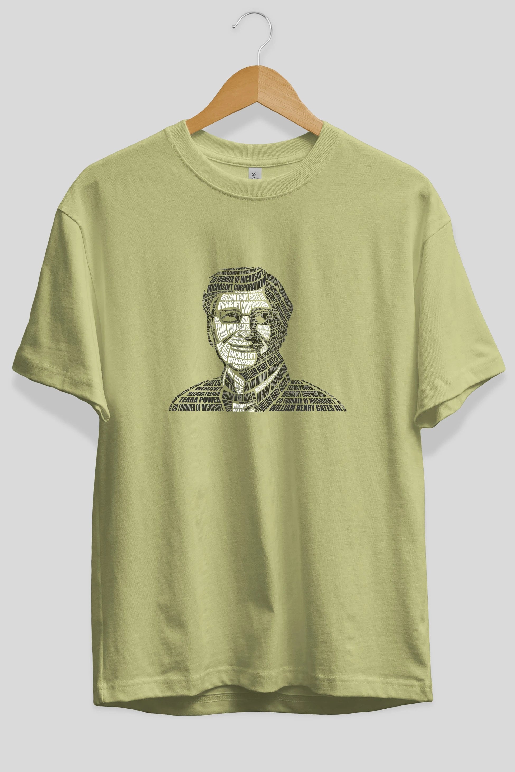 Bill Gates Calligram Ön Baskılı Oversize t-shirt %100 pamuk Erkek Kadın Unisex