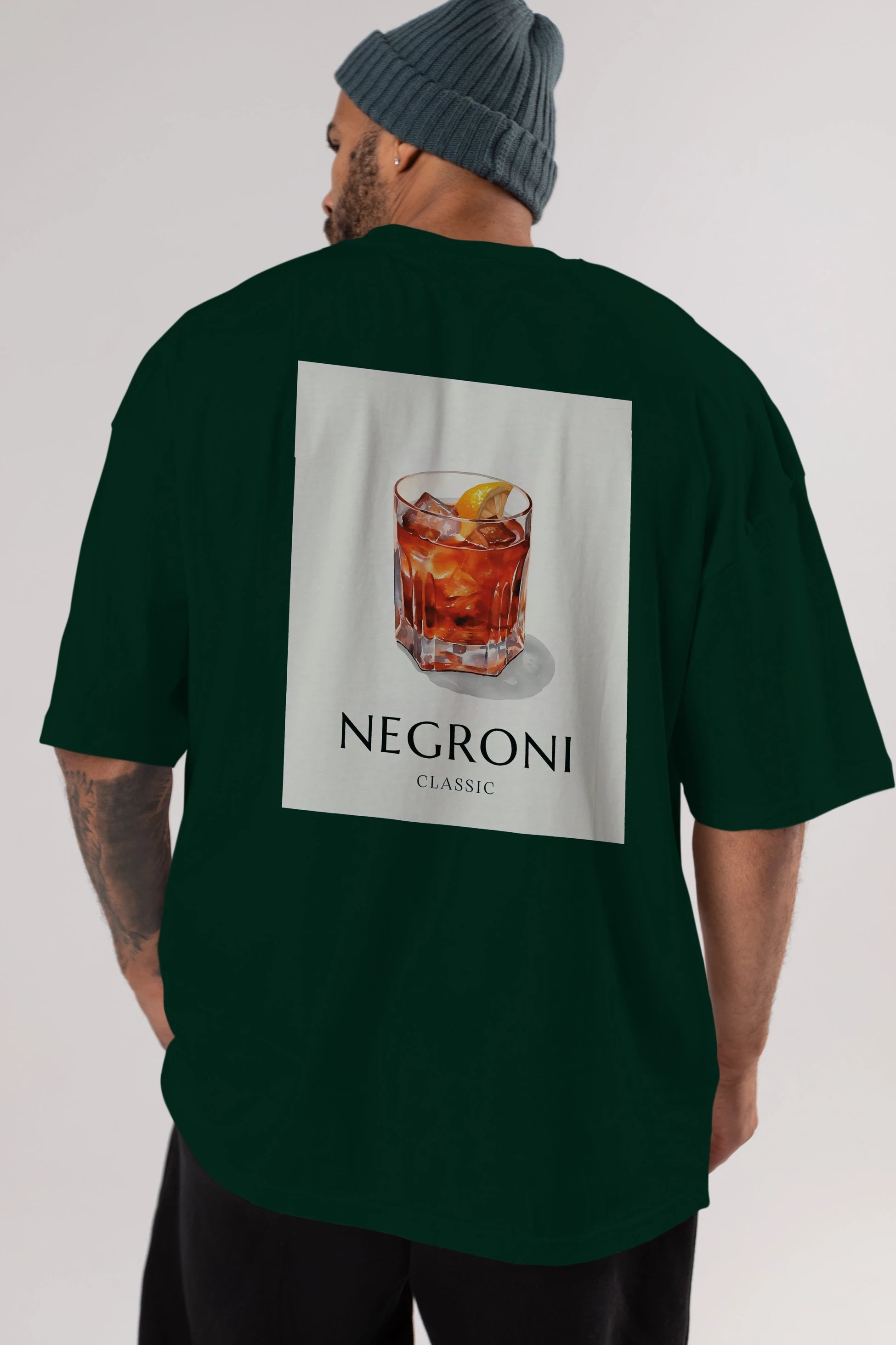 Negroni Classic Arka Baskılı Oversize t-shirt Erkek Kadın Unisex %100 Pamuk Bisiklet Yaka tişort