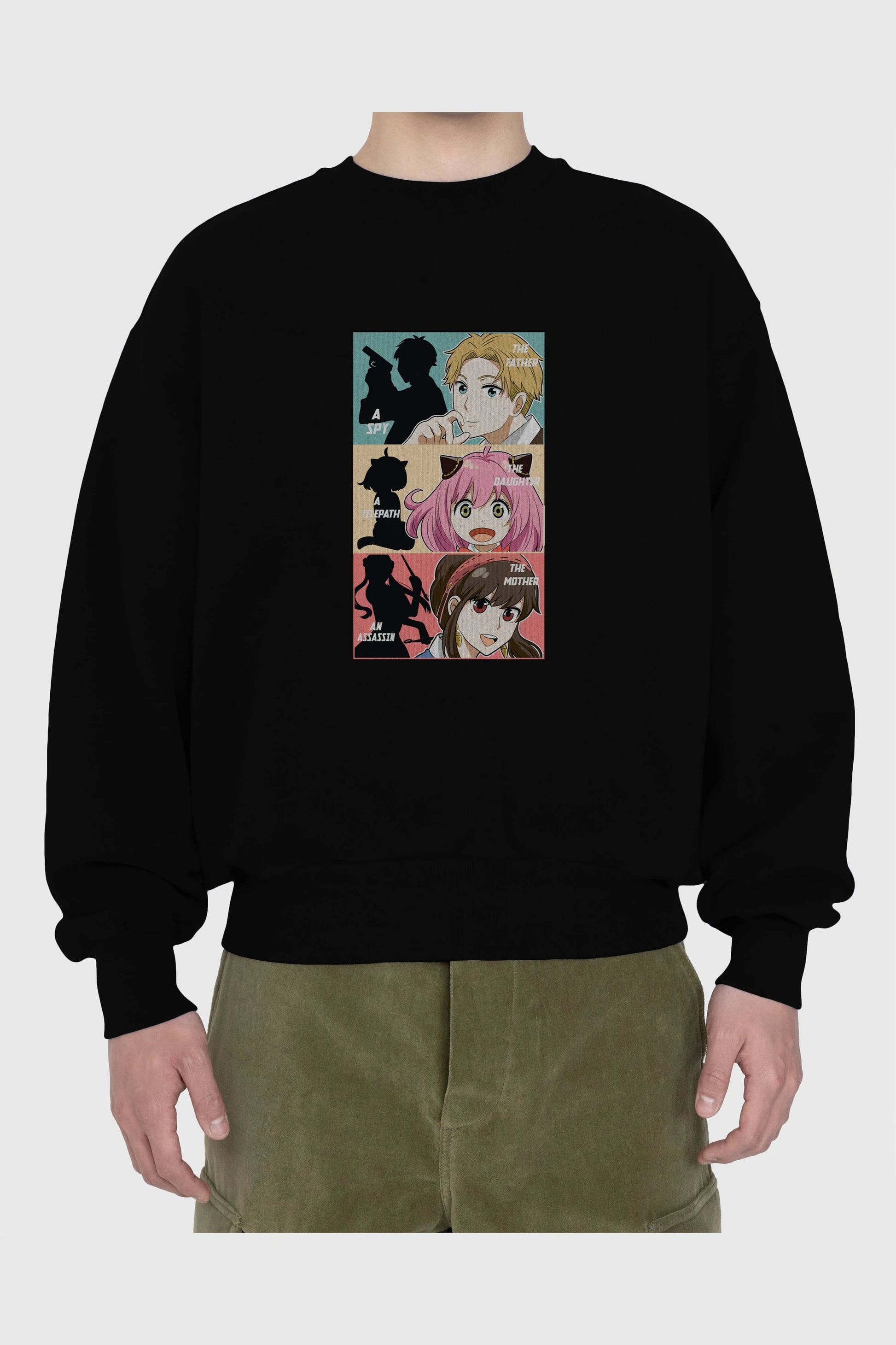 SPY X FAMILY Anime Ön Baskılı Oversize Sweatshirt Erkek Kadın Unisex