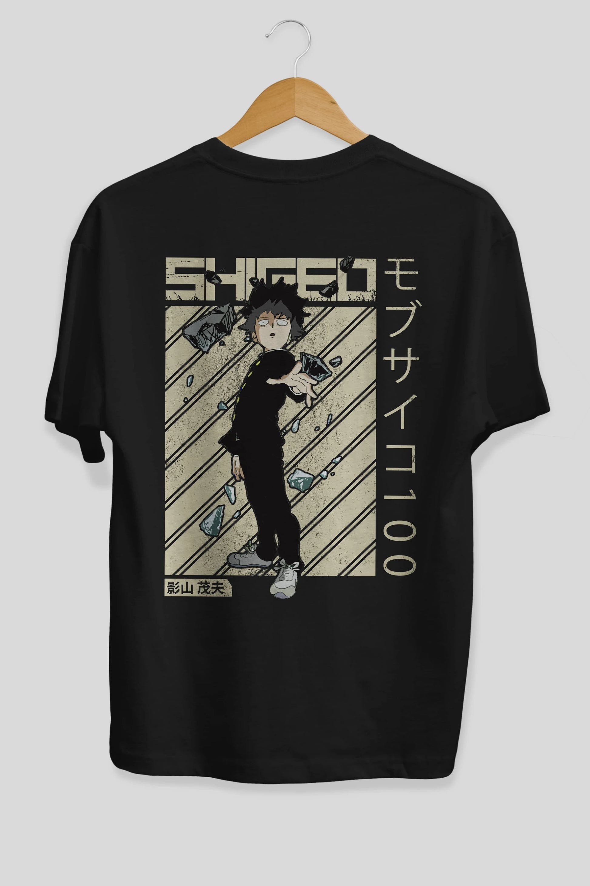 Shigeo Kageyama 3 Anime Arka Baskılı Oversize t-shirt Erkek Kadın Unisex
