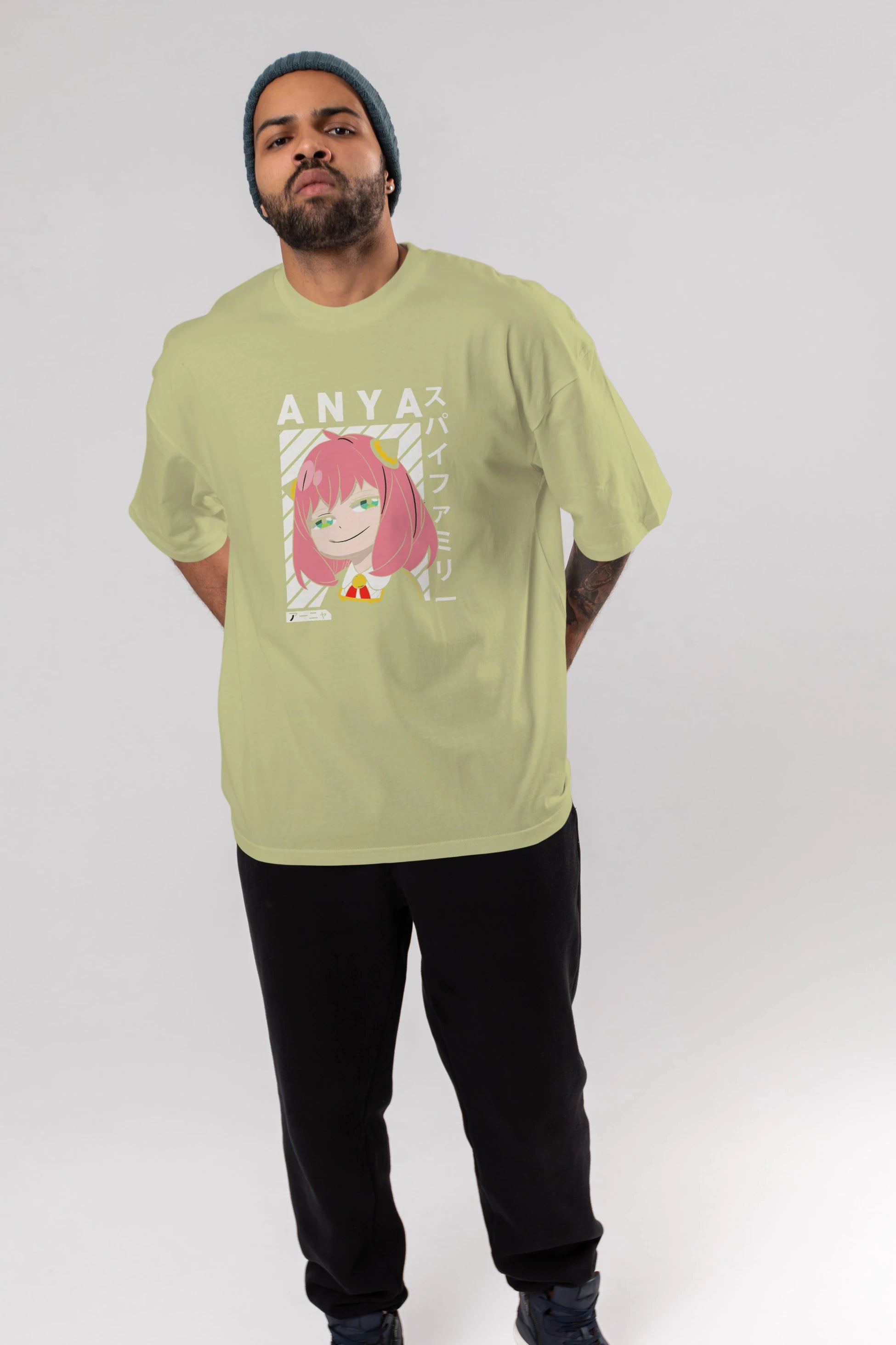 Anya SPYX FAMILY Anime Ön Baskılı Oversize t-shirt %100 pamuk Erkek Kadın Unisex