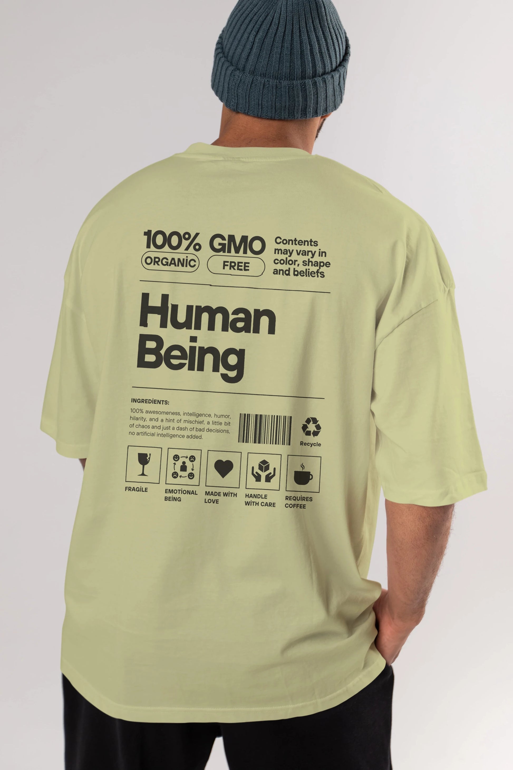 Human Being Arka Baskılı Oversize t-shirt Erkek Kadın Unisex