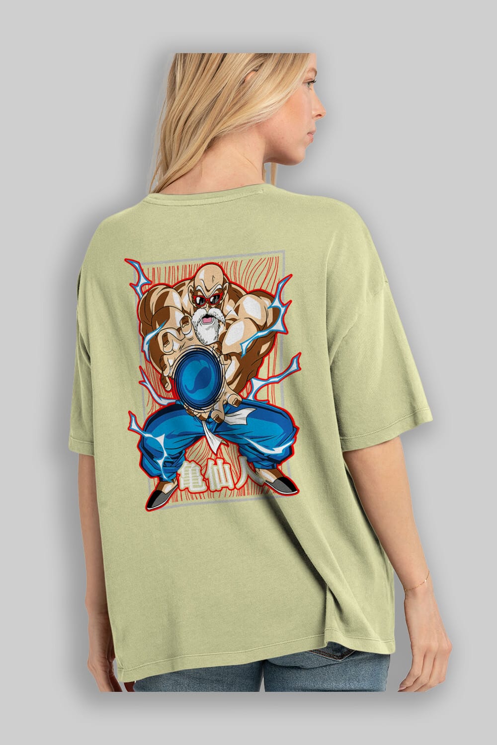 DragonBall MaestroRoshi Anime Arka Baskılı Oversize t-shirt Erkek Kadın Unisex