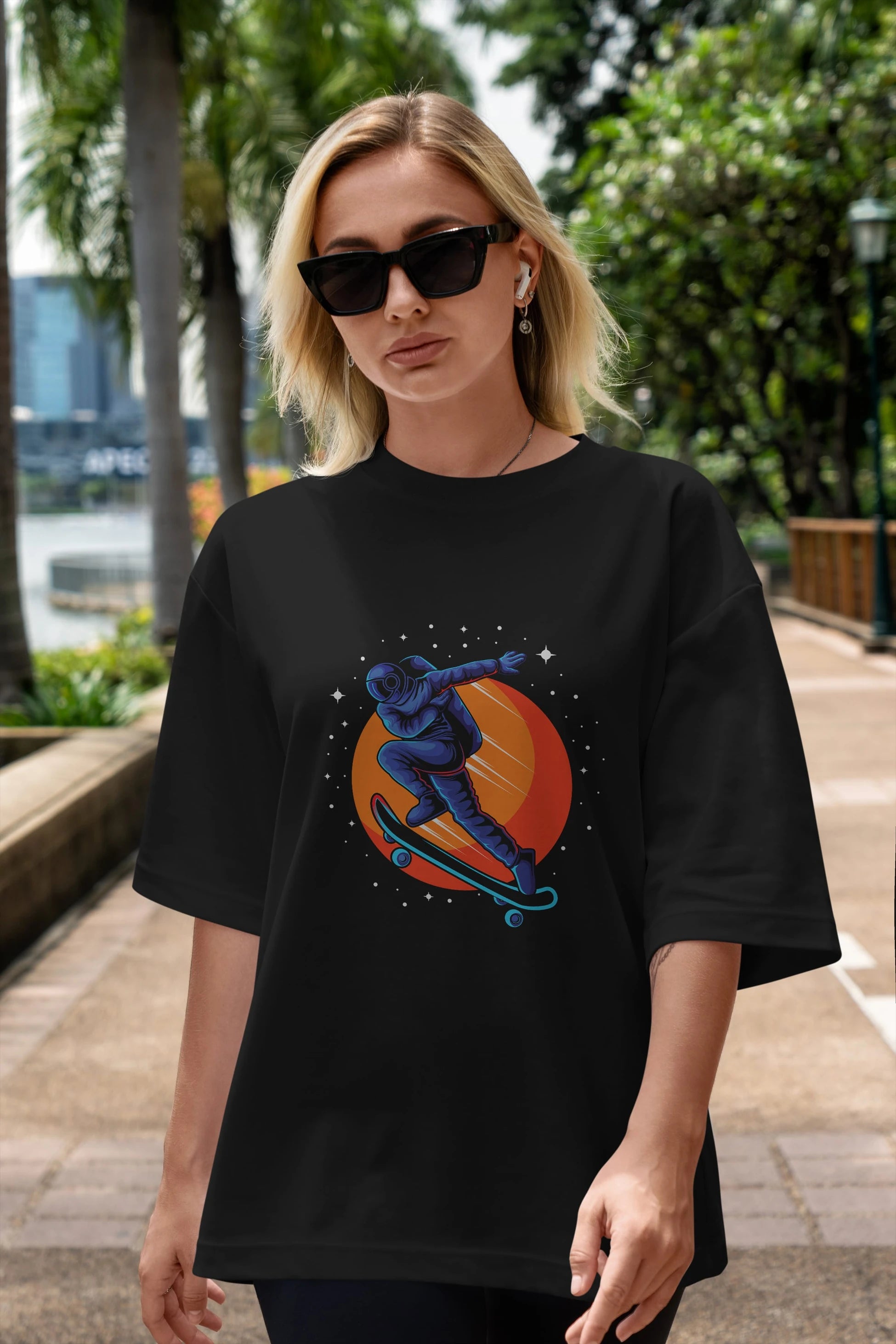 Astroskate Run Ön Baskılı Oversize t-shirt Erkek Kadın Unisex