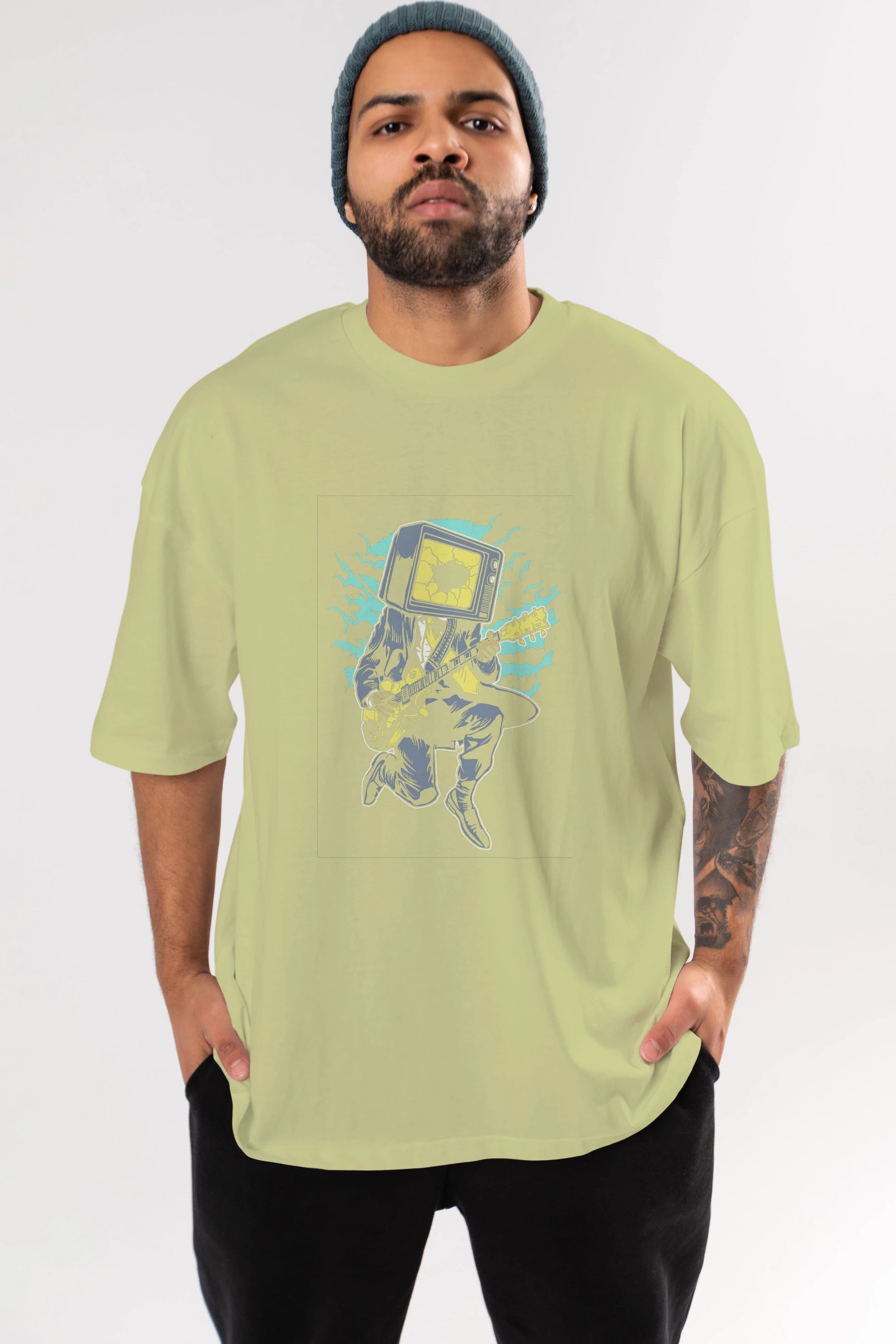 Death Rock Ön Baskılı Oversize t-shirt Erkek Kadın Unisex %100 Pamuk tişort