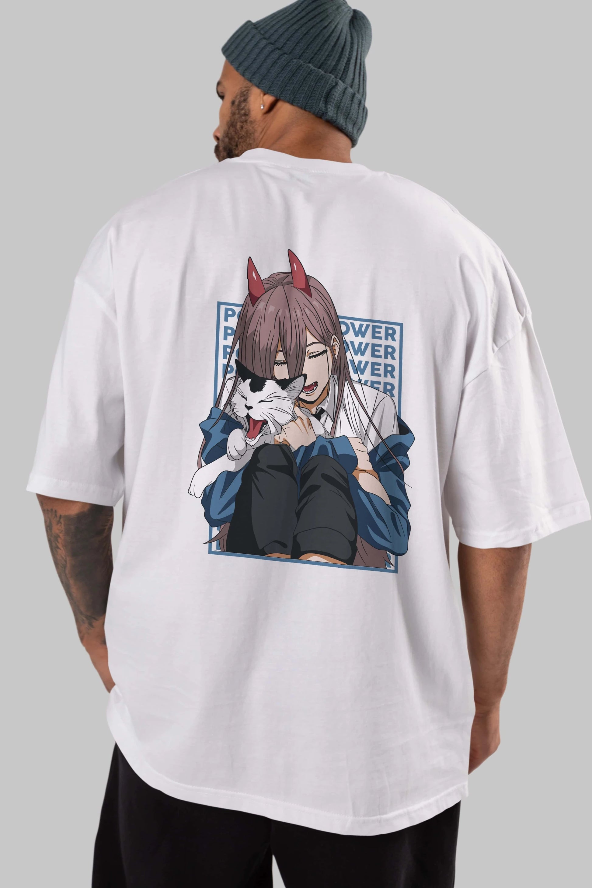 POWER CHAINSAWMAN Anime Arka Baskılı Oversize t-shirt Erkek Kadın Unisex