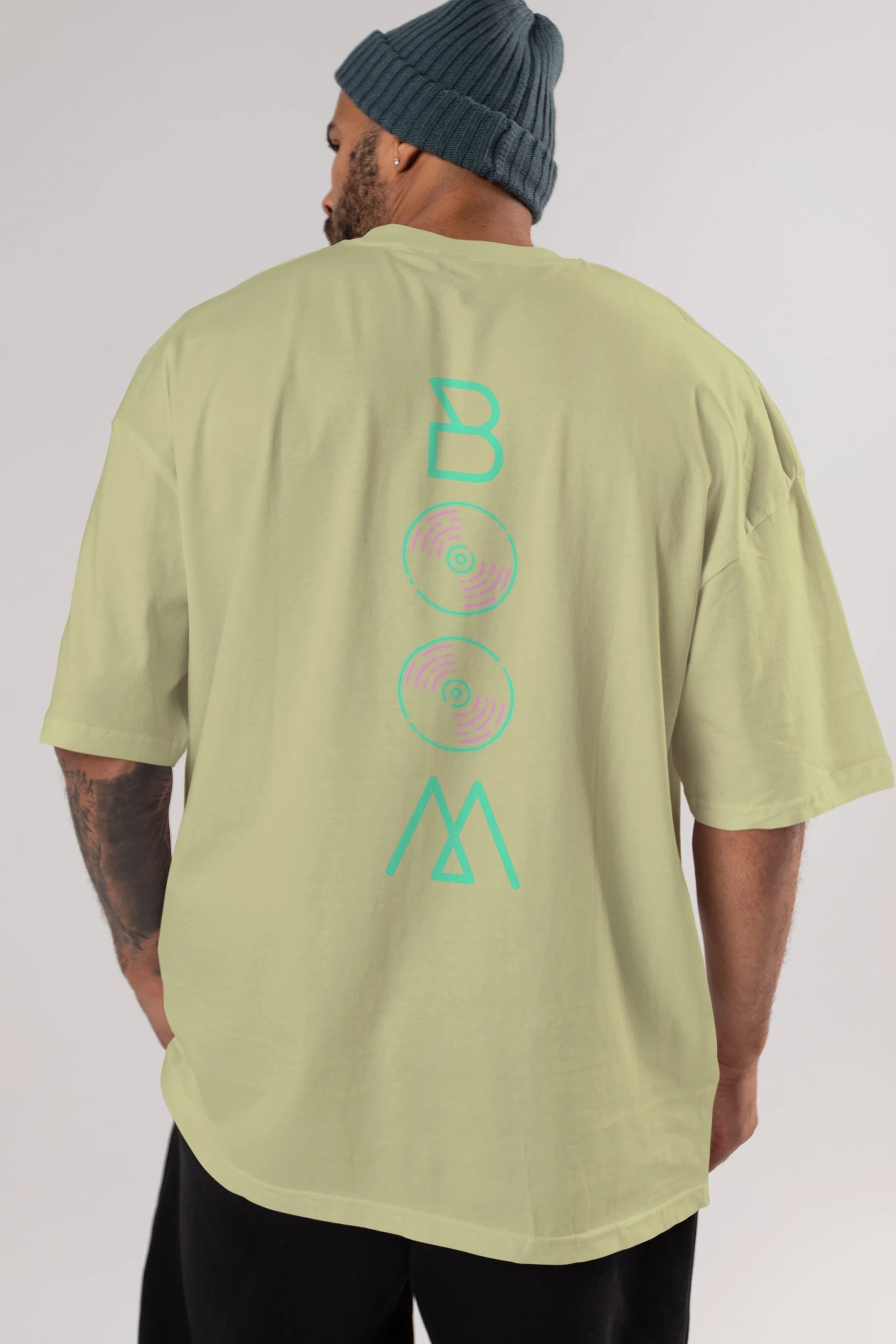 Boom Arka Baskılı Oversize t-shirt Erkek Kadın Unisex