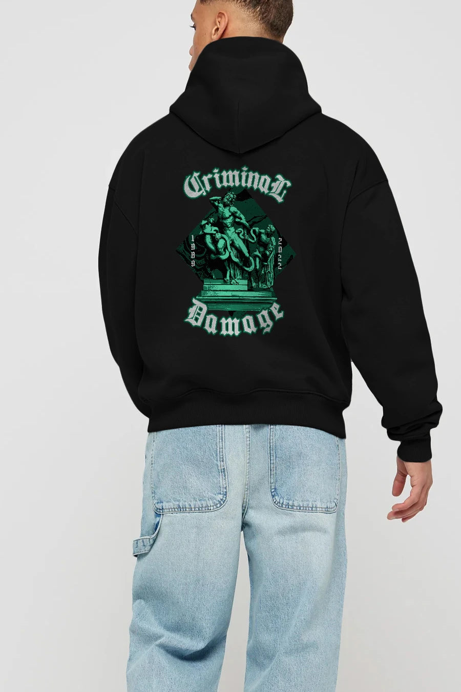 Criminal Damage Arka Baskılı Hoodie Oversize Kapüşonlu Sweatshirt Erkek Kadın Unisex