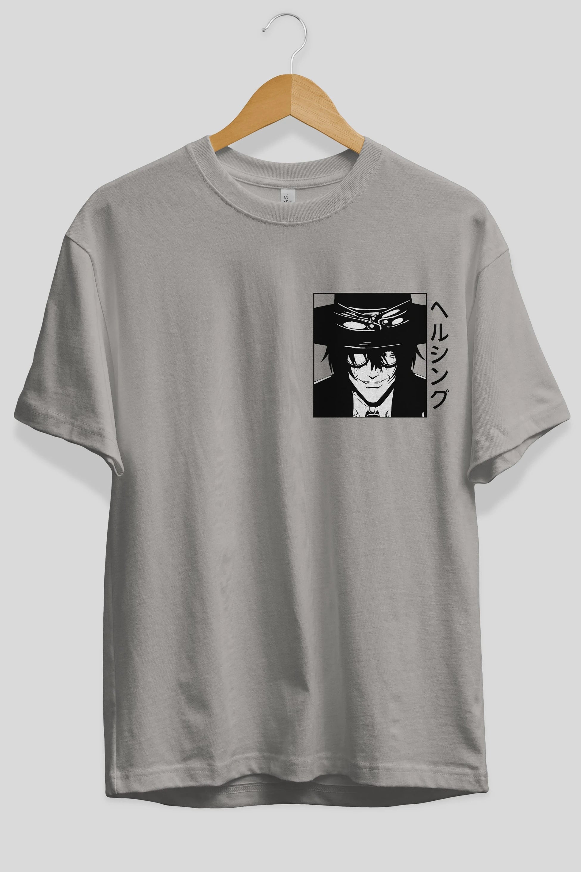 Alucard 1 Ön Sol Baskılı Oversize t-shirt Erkek Kadın Unisex %100 Pamuk Bisiklet Yaka tişort