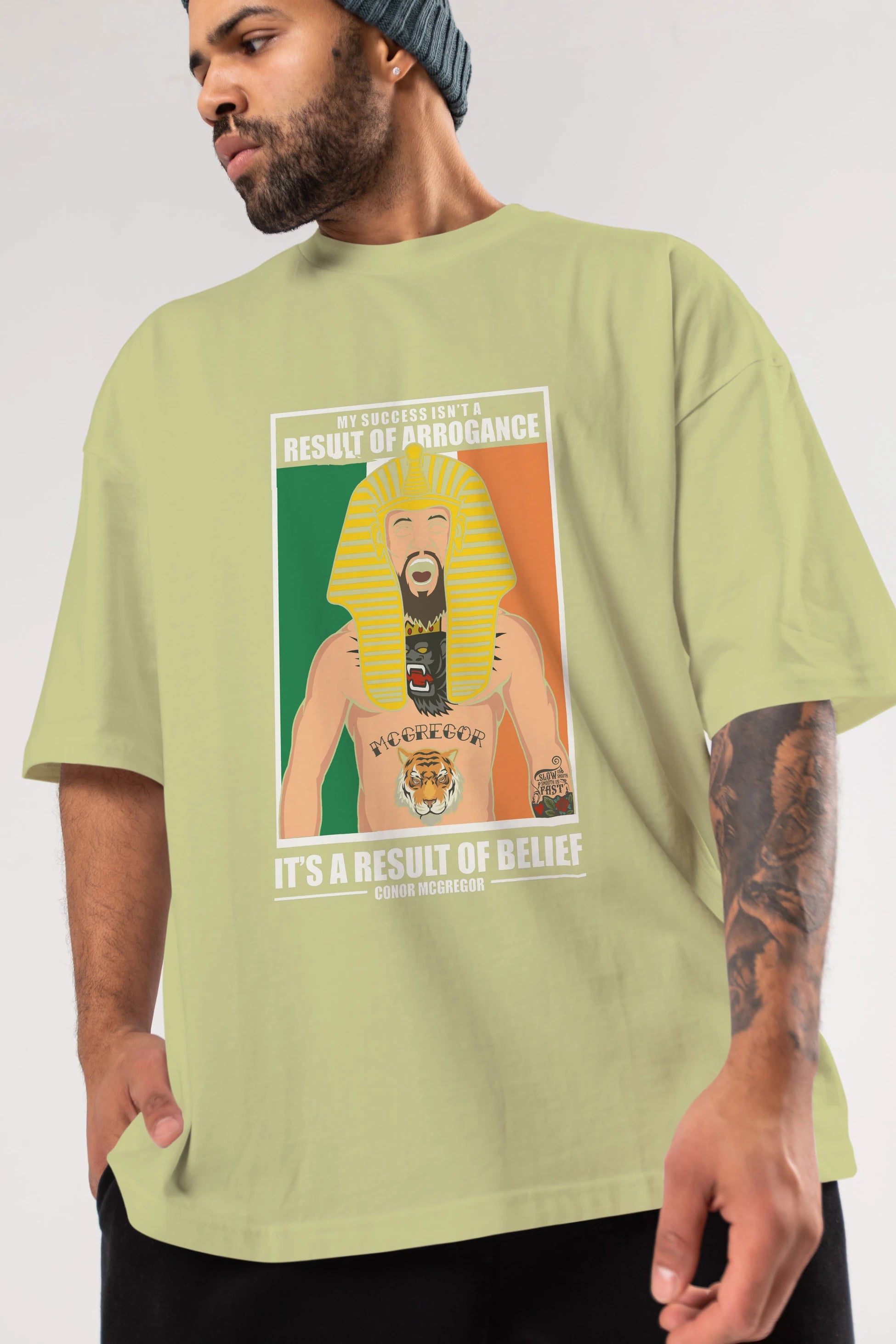 McGregor Pharaoh Ön Baskılı Oversize t-shirt Erkek Kadın Unisex %100 Pamuk tişort