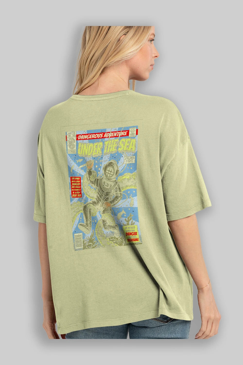 Under The Sea Arka Baskılı Oversize t-shirt Erkek Kadın Unisex %100 Pamuk