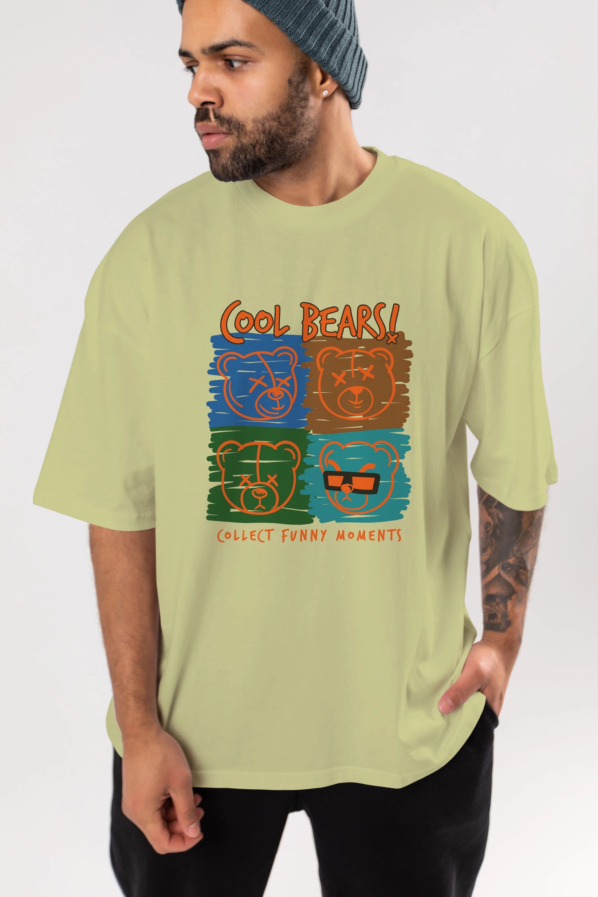 Cool Bears Ön Baskılı Oversize t-shirt Erkek Kadın Unisex