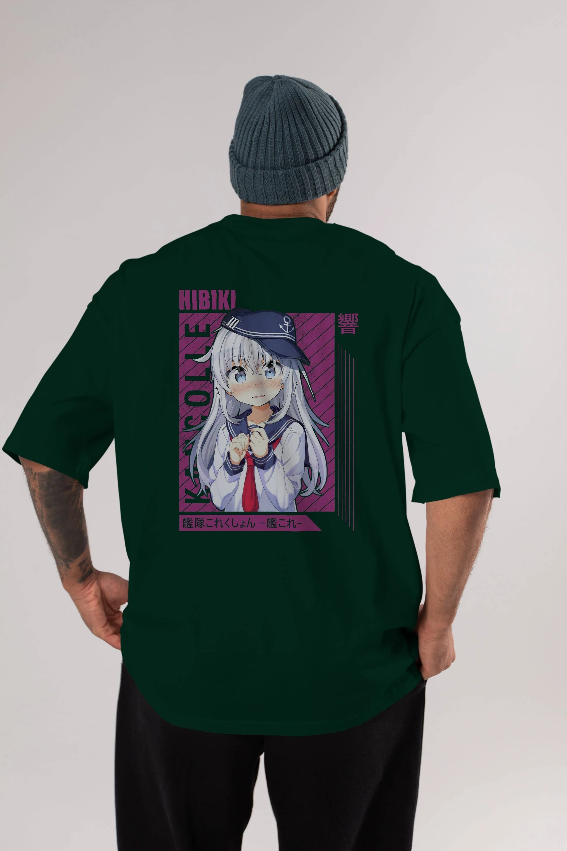 Hibiki 4 Anime Arka Baskılı Oversize t-shirt Erkek Kadın Unisex