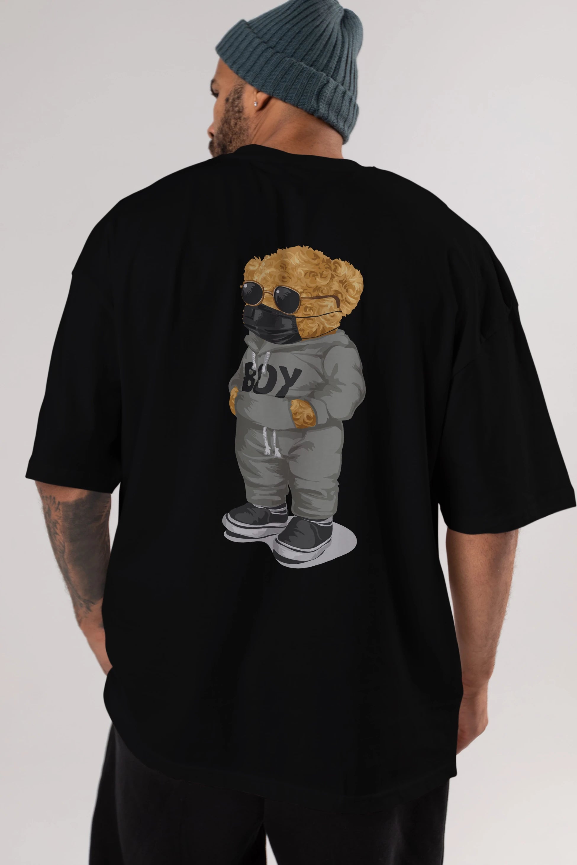 Teddy Bear Boy Arka Baskılı Oversize t-shirt Erkek Kadın Unisex %100 Pamuk