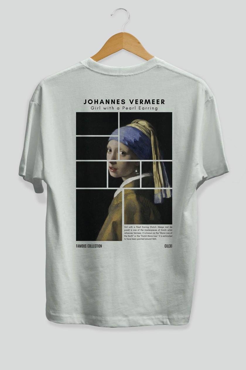 Johannes Vermeer Arka Baskılı Oversize t-shirt Erkek Kadın Bisiklet Yaka Pamuk tişort