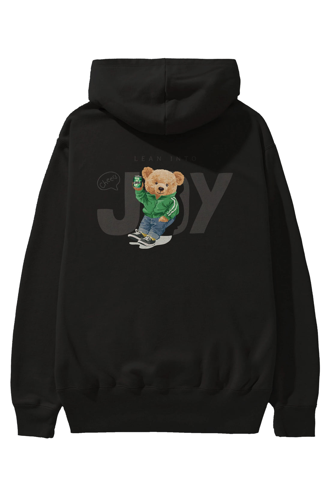 Teddy Bear Joy Arka Baskılı Hoodie Oversize Kapüşonlu Sweatshirt Erkek Kadın Unisex