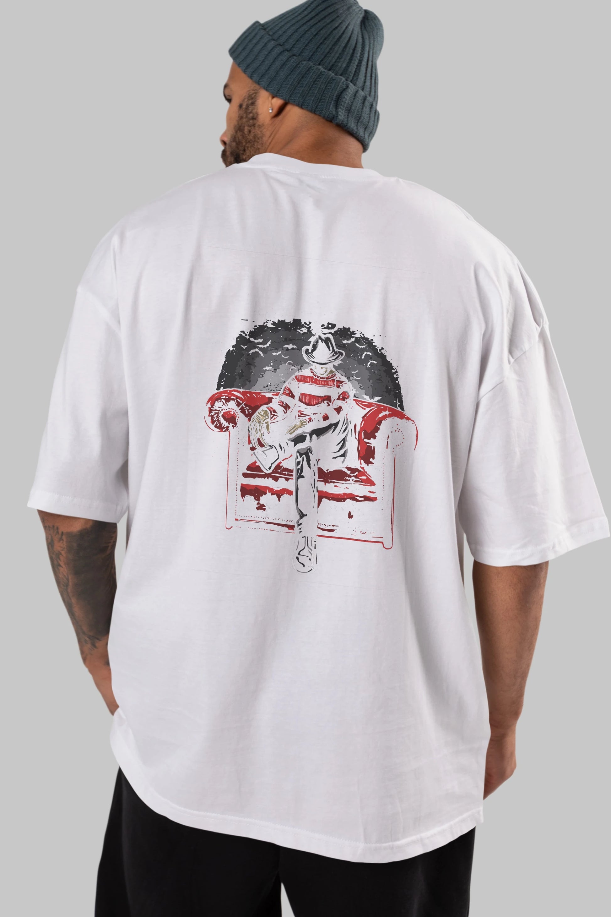 Nightmare Side Arka Baskılı Oversize t-shirt Erkek Kadın Unisex %100 Pamuk