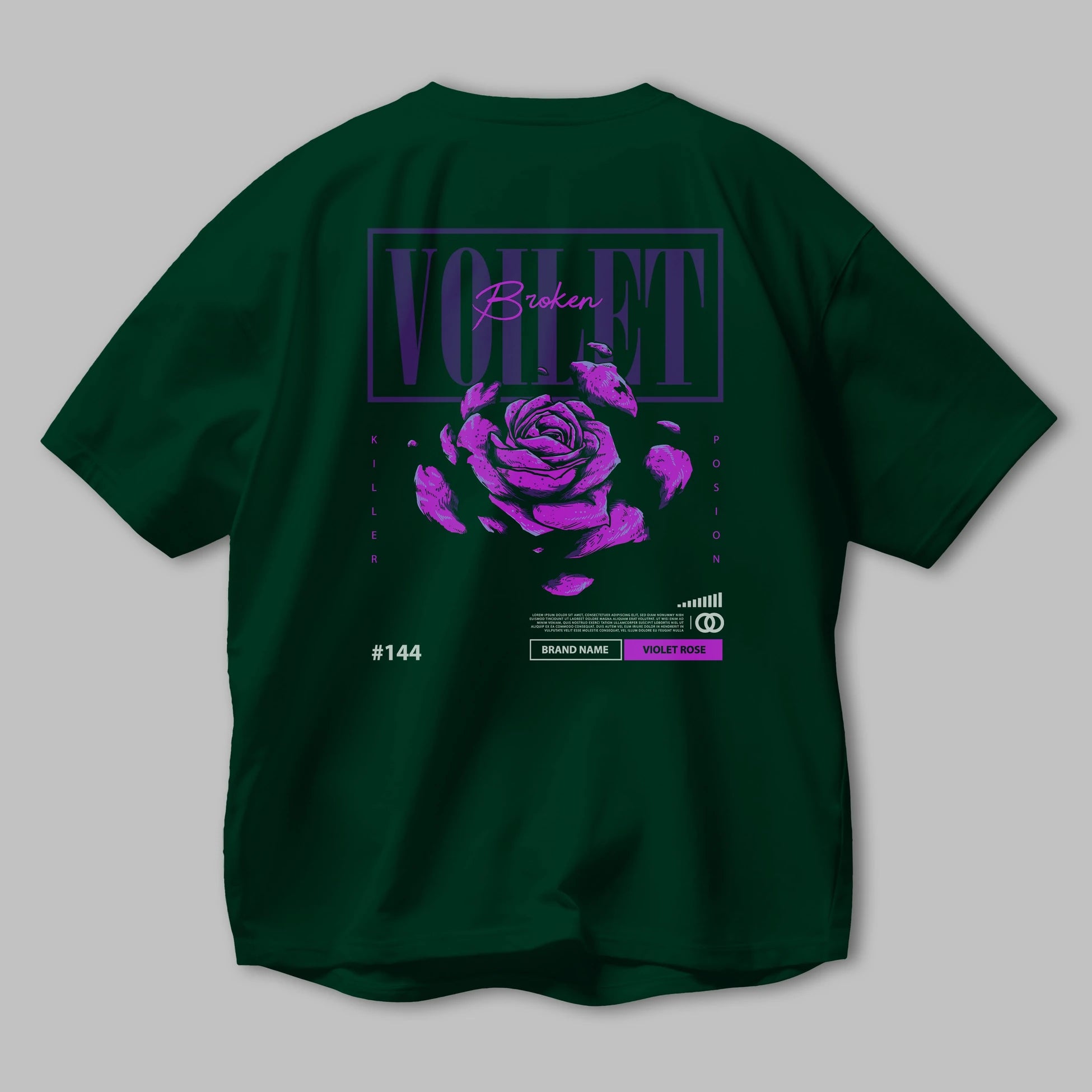 Voilet Broken Arka Baskılı Oversize t-shirt Erkek Kadın Unisex