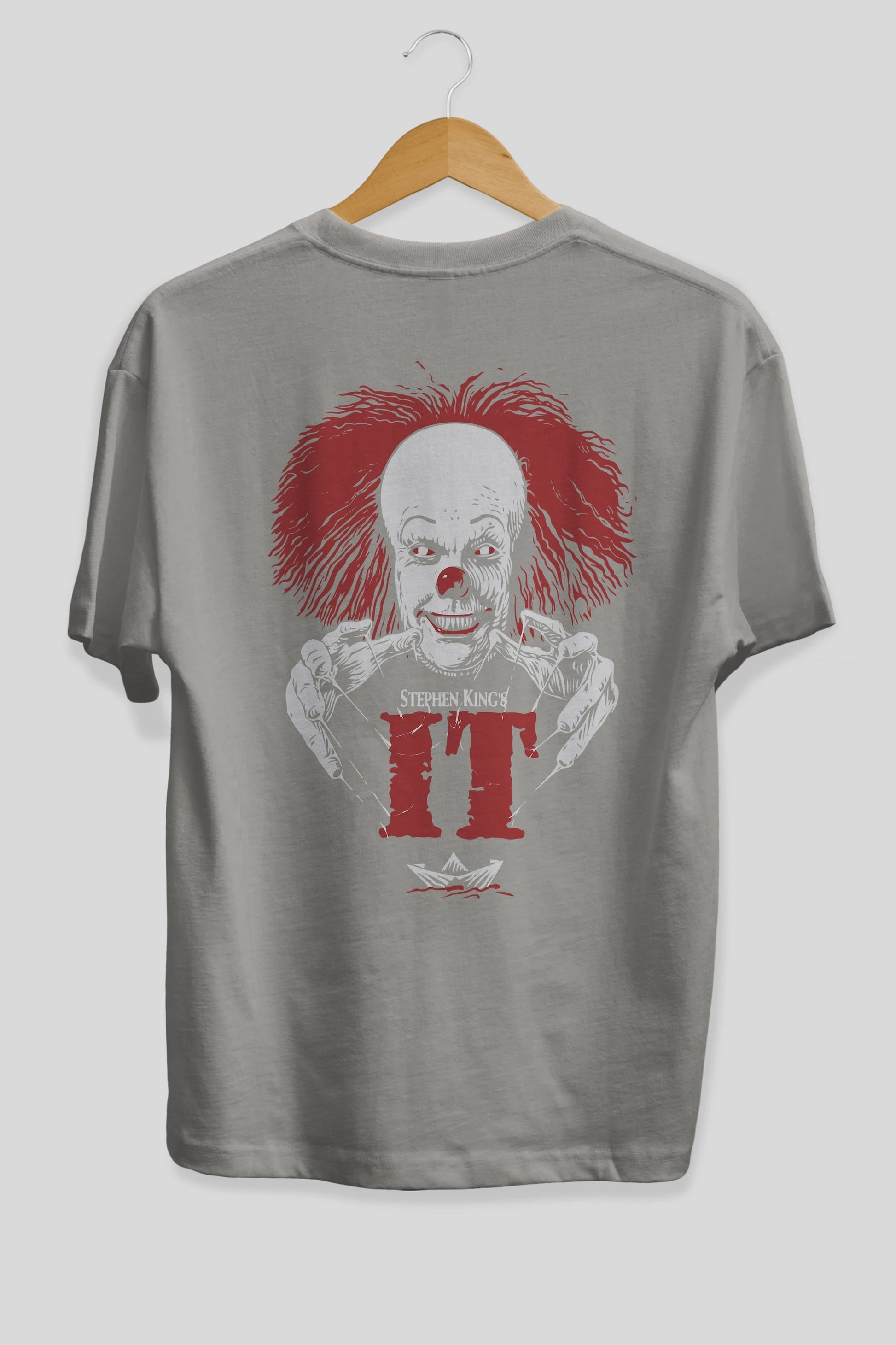 it Arka Baskılı Oversize t-shirt Erkek Kadın Unisex %100 Pamuk Bisiklet Yaka tişort