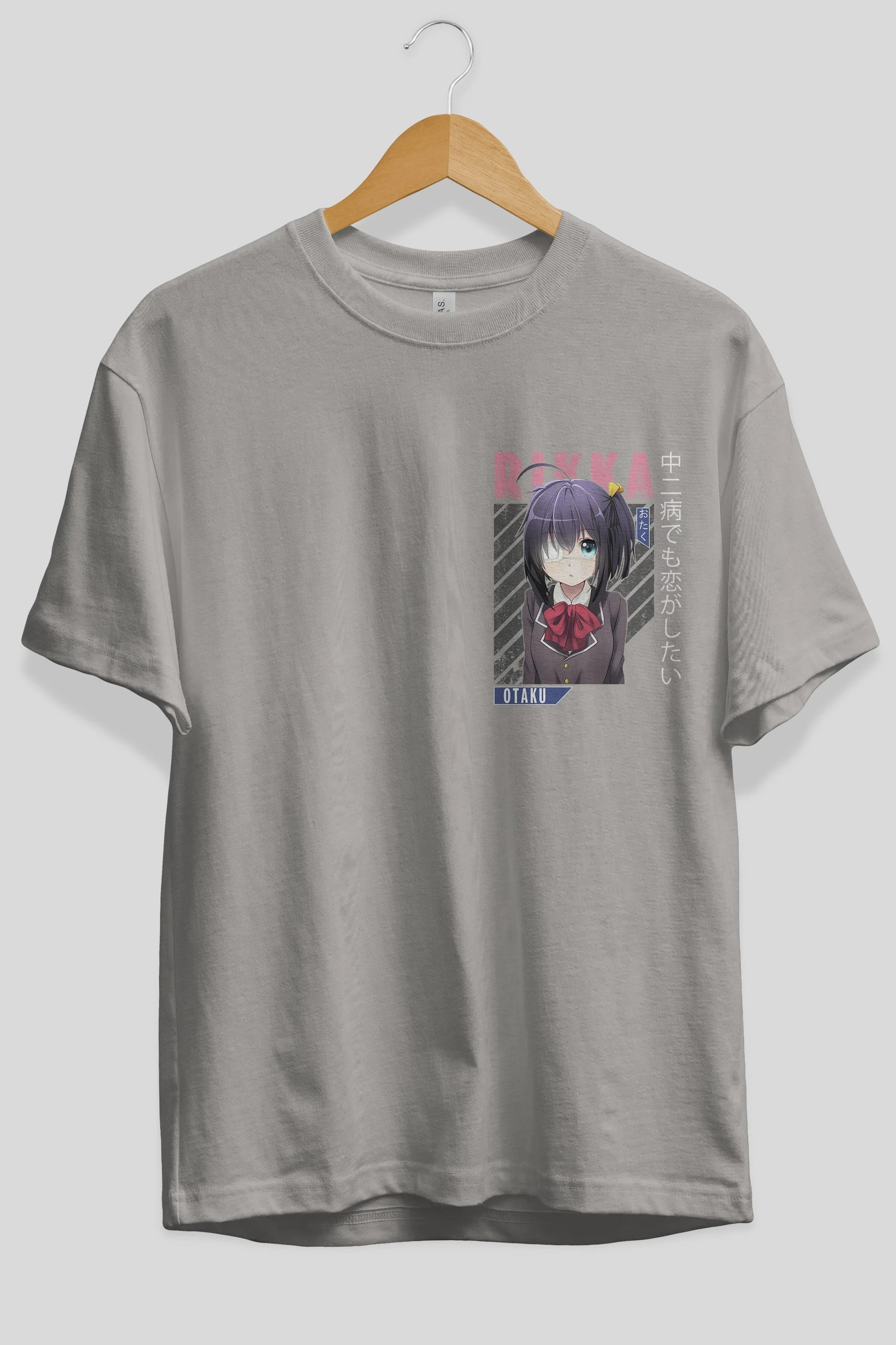 Rikka Takanashi 9 Ön Sol Baskılı Oversize t-shirt Erkek Kadın Unisex %100 Pamuk Bisiklet Yaka tişort