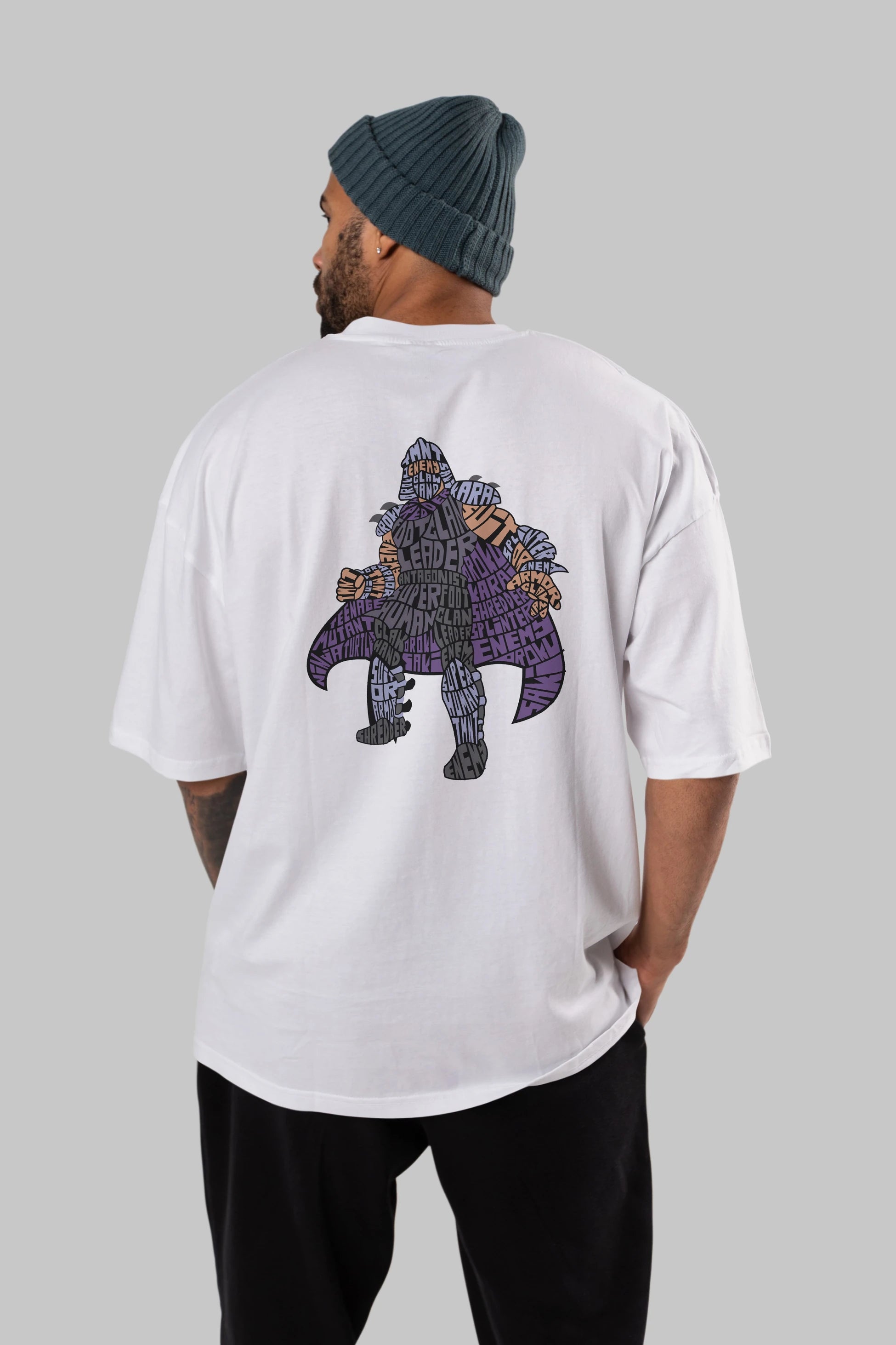 Foot Clan Leader Arka Baskılı Oversize t-shirt %100 pamuk Erkek Kadın Unisex