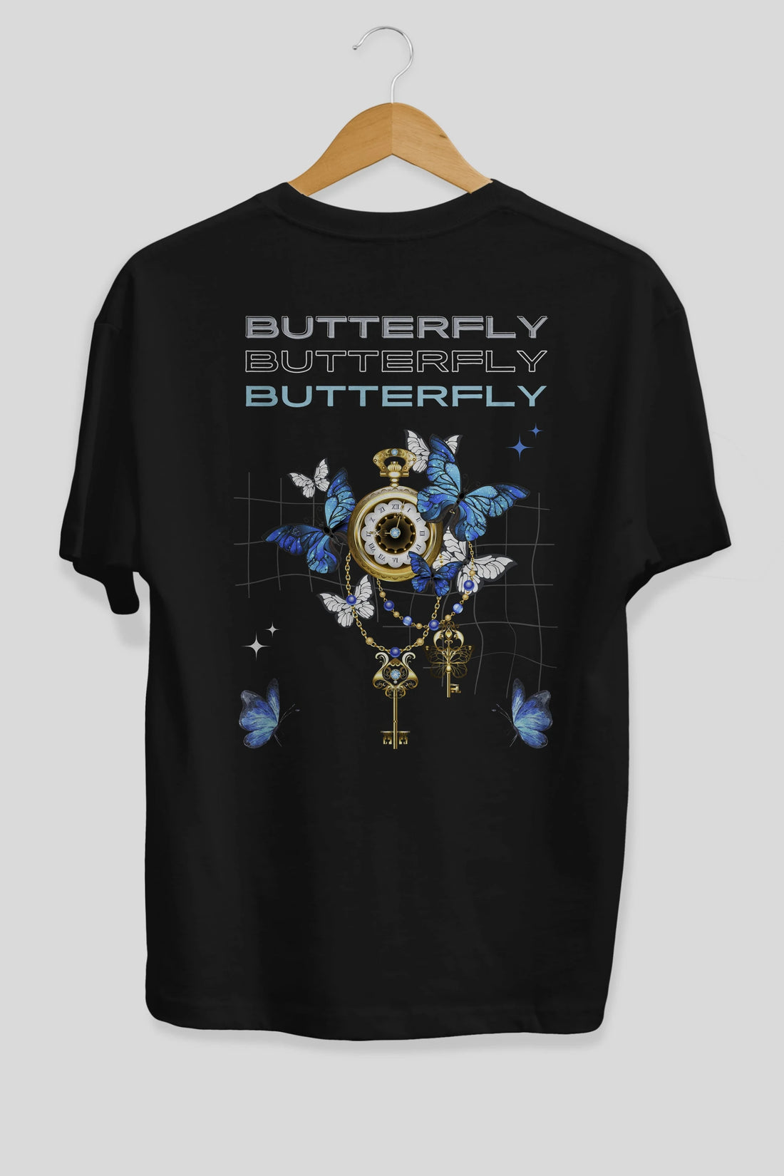 Butterfly Yazılı Arka Baskılı Oversize t-shirt Erkek Kadın Unisex