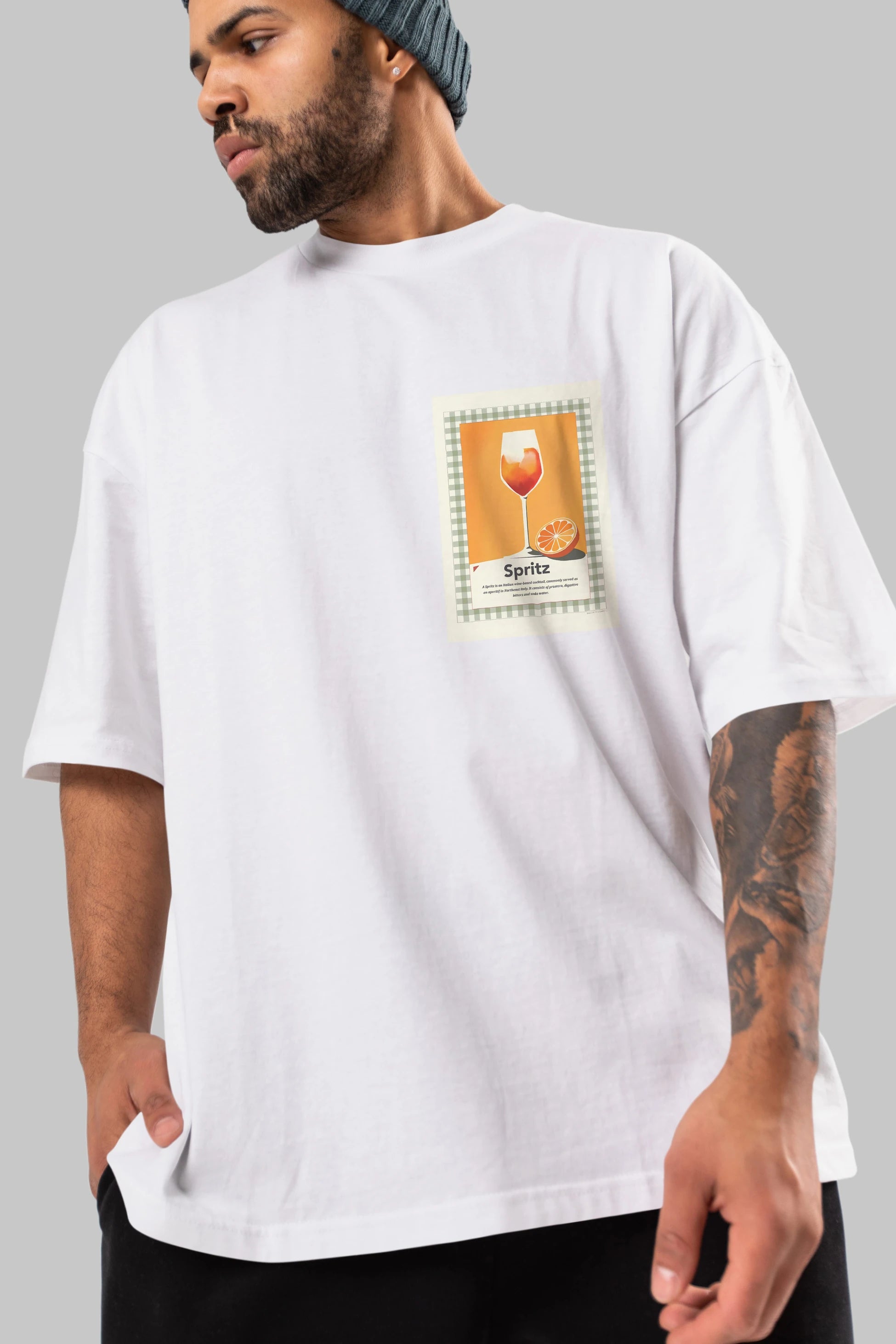 Aperol Spritz 5 Ön Sol Baskılı Oversize t-shirt Erkek Kadın Unisex %100 Pamuk Bisiklet Yaka tişort