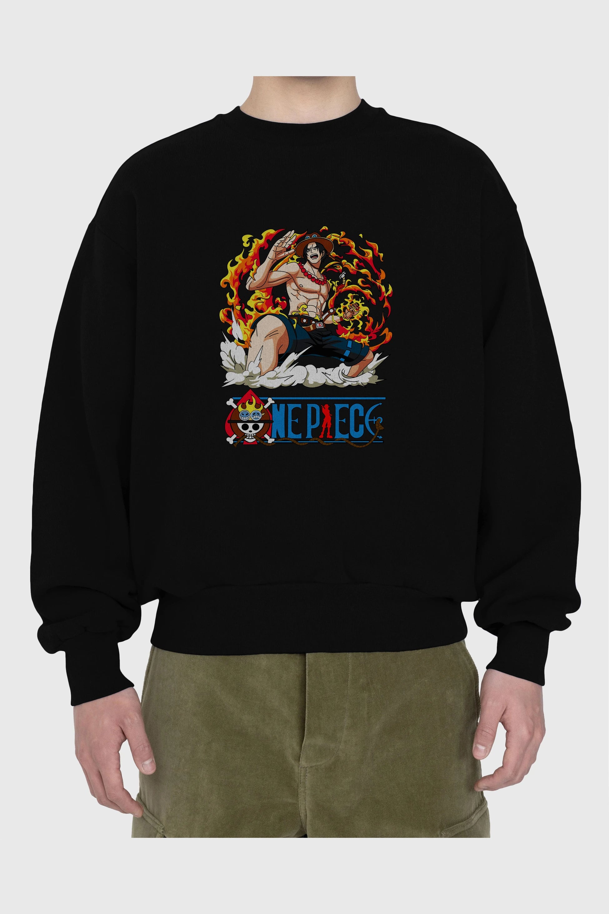 One Piece Ön Baskılı Anime Oversize Sweatshirt Erkek Kadın Unisex