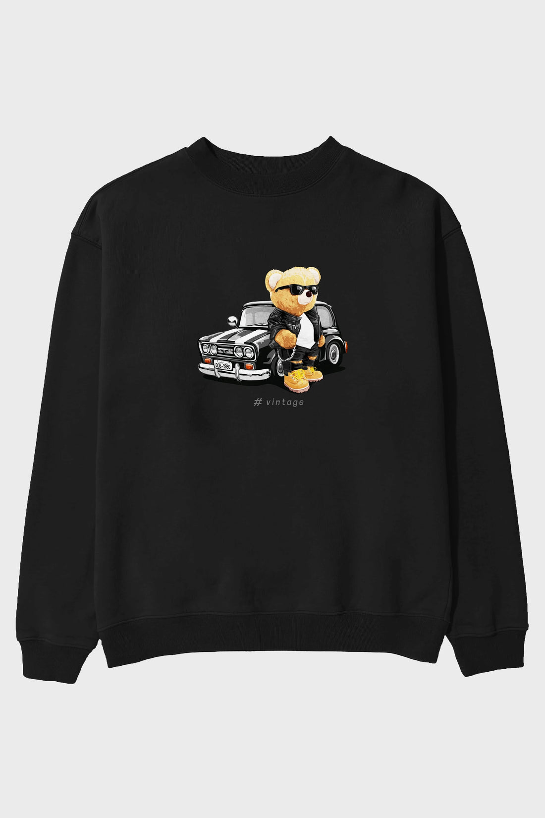 Teddy Bear Vintage Ön Baskılı Oversize Sweatshirt Erkek Kadın Unisex