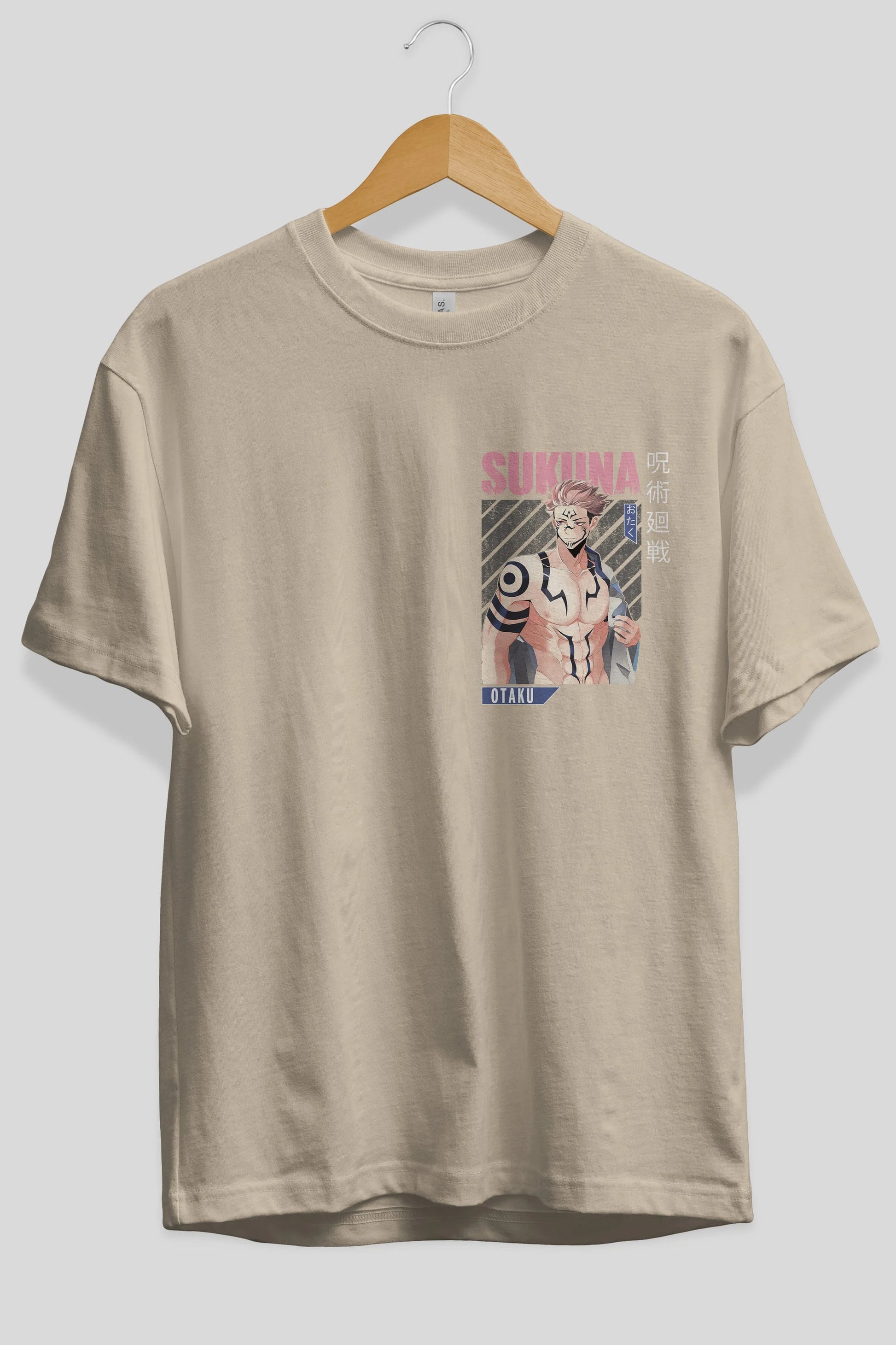 Sukuna Ryoumen 1 Ön Sol Baskılı Oversize t-shirt Erkek Kadın Unisex %100 Pamuk Bisiklet Yaka tişort