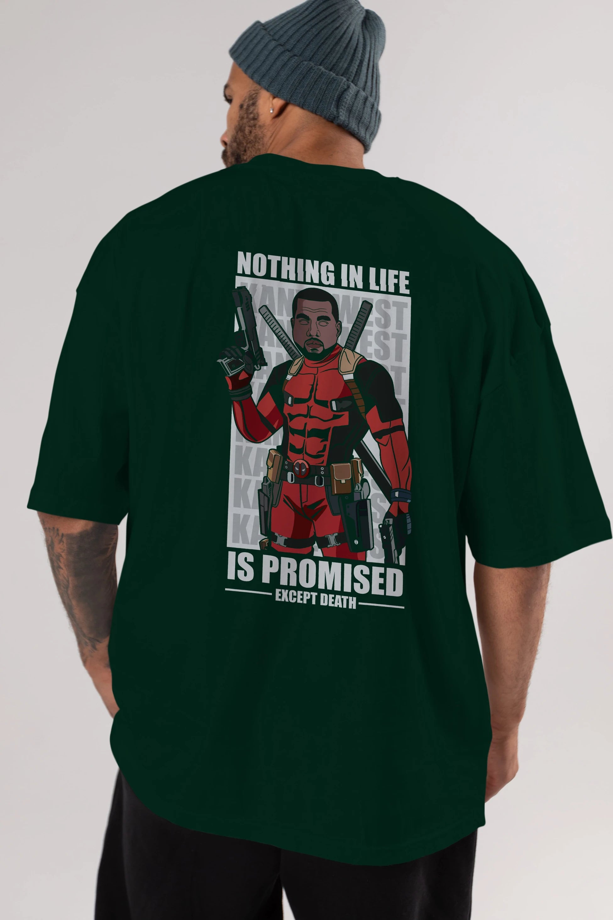Kanye West Deadpool Arka Baskılı Oversize t-shirt Erkek Kadın Unisex %100 Pamuk tişort