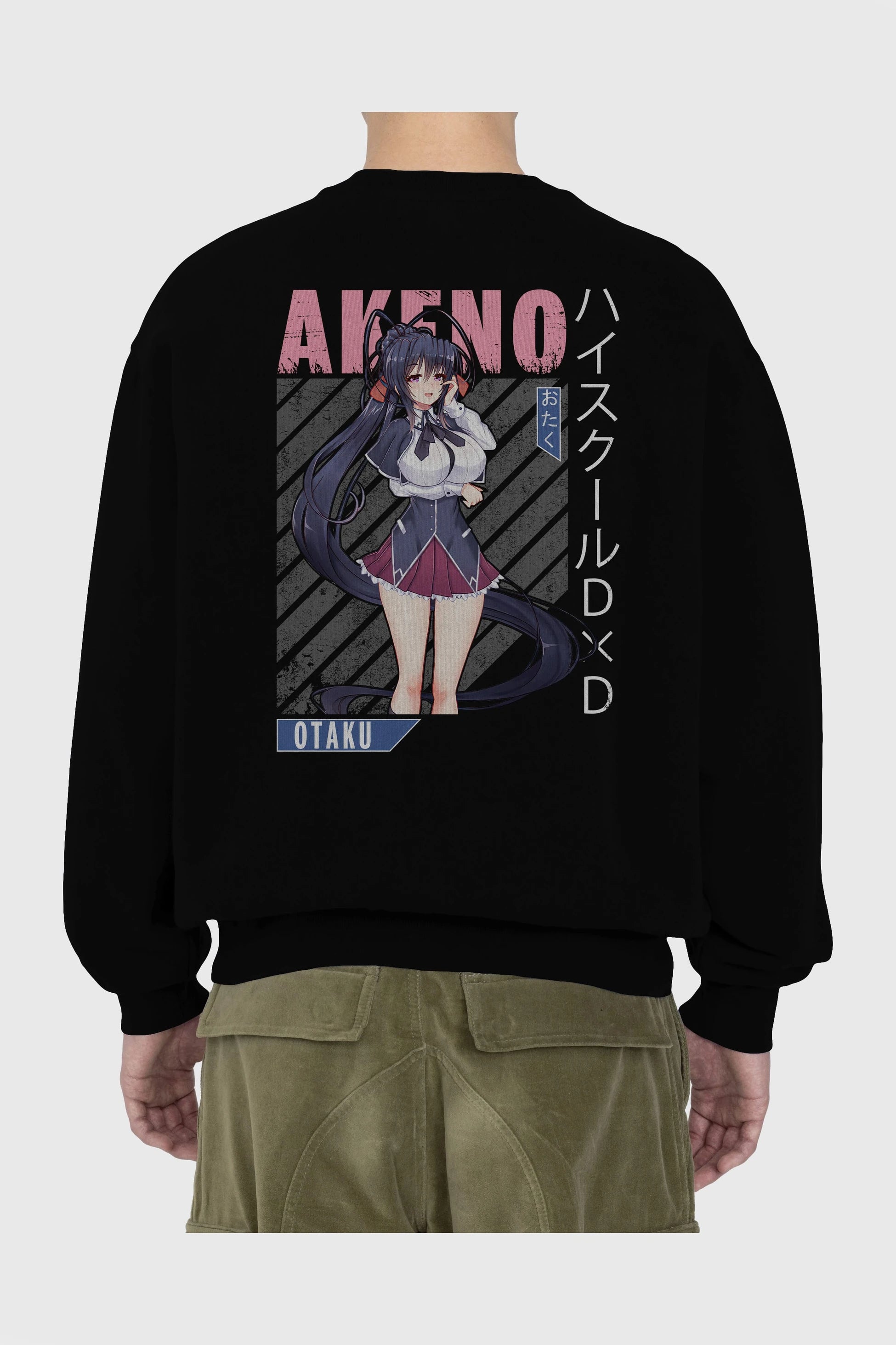 Akeno Himejima 4 Anime Arka Baskılı Oversize Sweatshirt Erkek Kadın Unisex