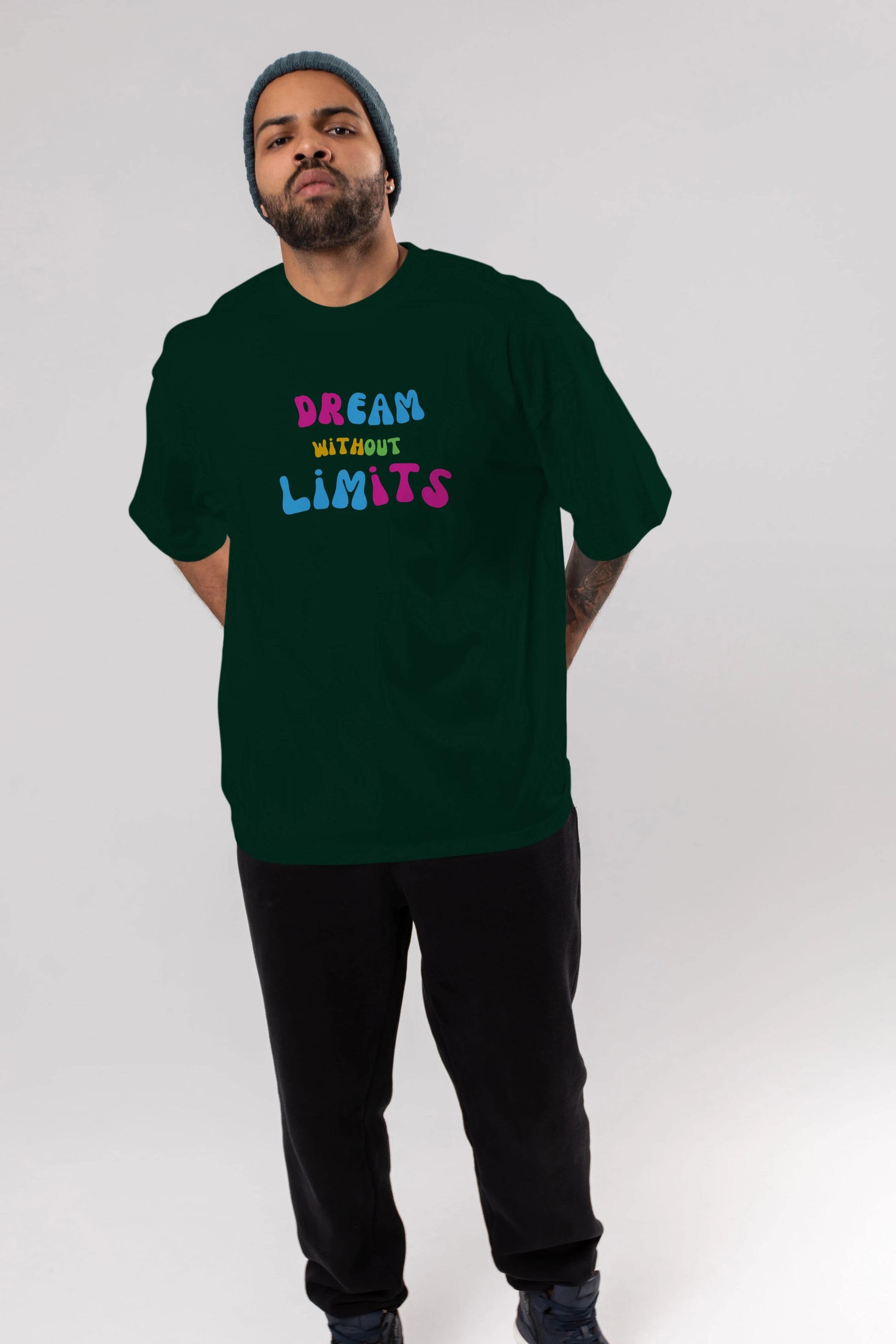 Dream Without Limits Yazılı Ön Baskılı Oversize t-shirt Erkek Kadın Unisex