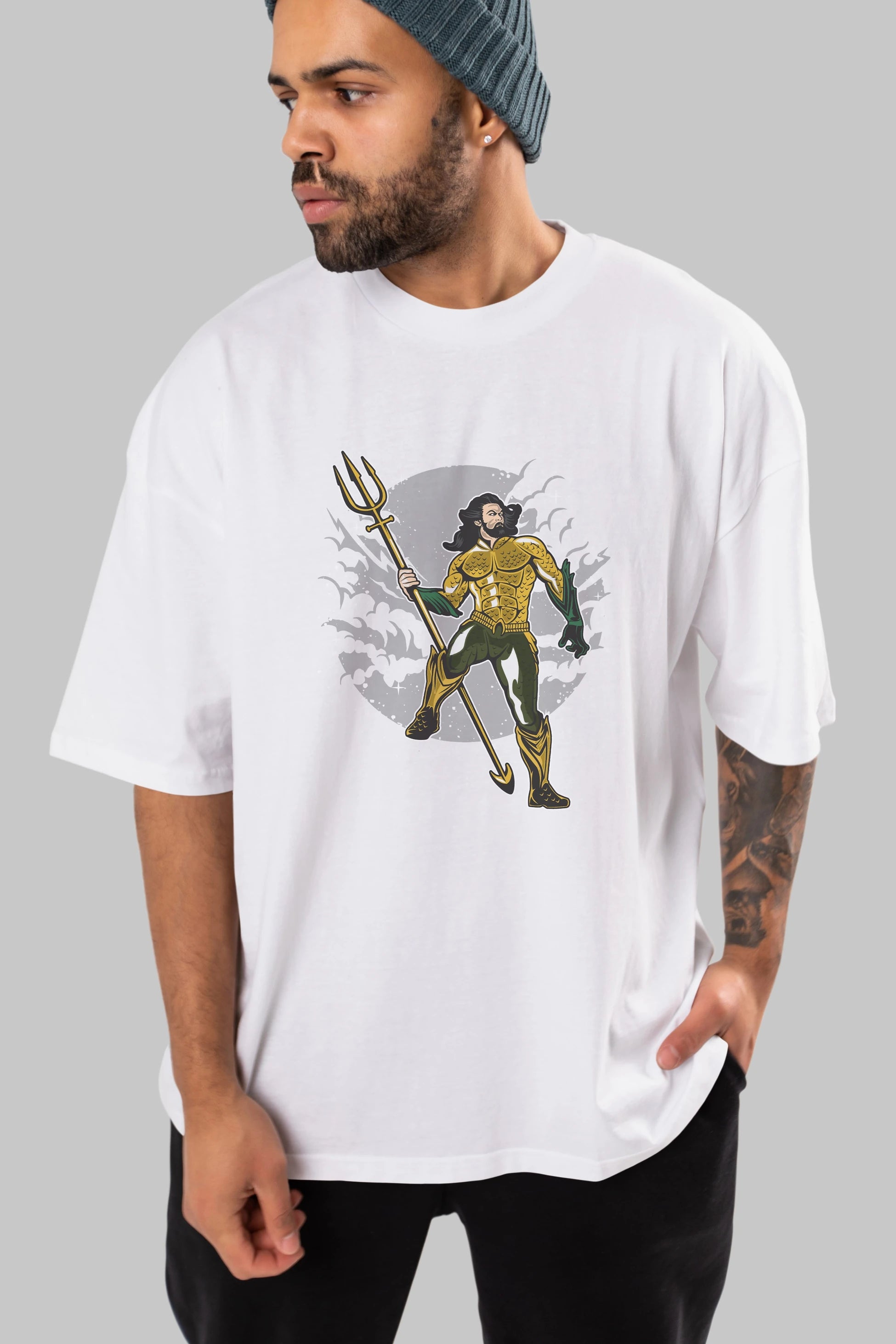 AQUAMAN Ön Baskılı Oversize t-shirt Erkek Kadın Unisex %100 Pamuk tişort