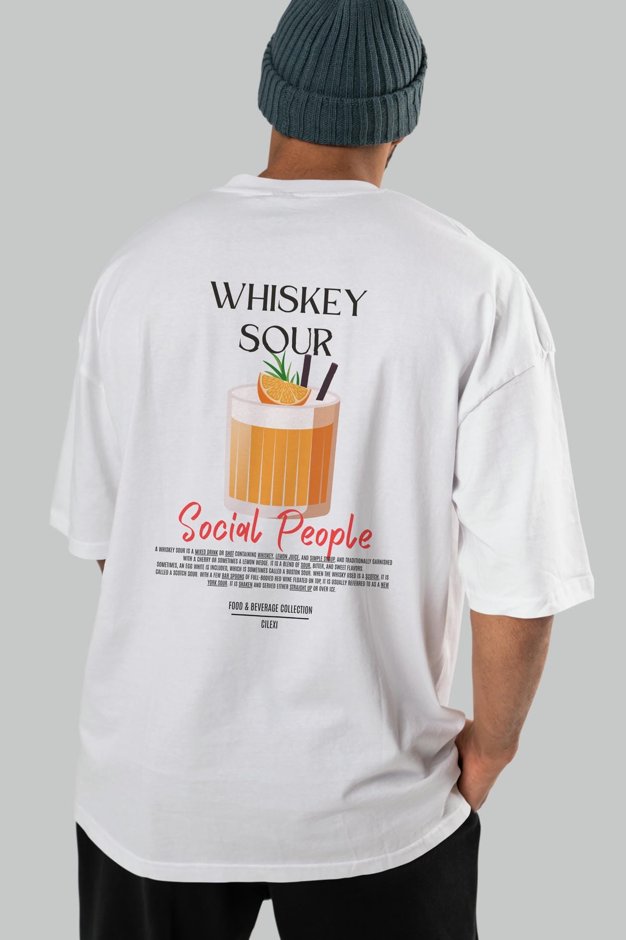 Whıskey Sour Kokteyl Serisi Baskılı Oversize t-shirt Erkek Kadın Unisex %100 Pamuk Bisiklet Yaka tişort
