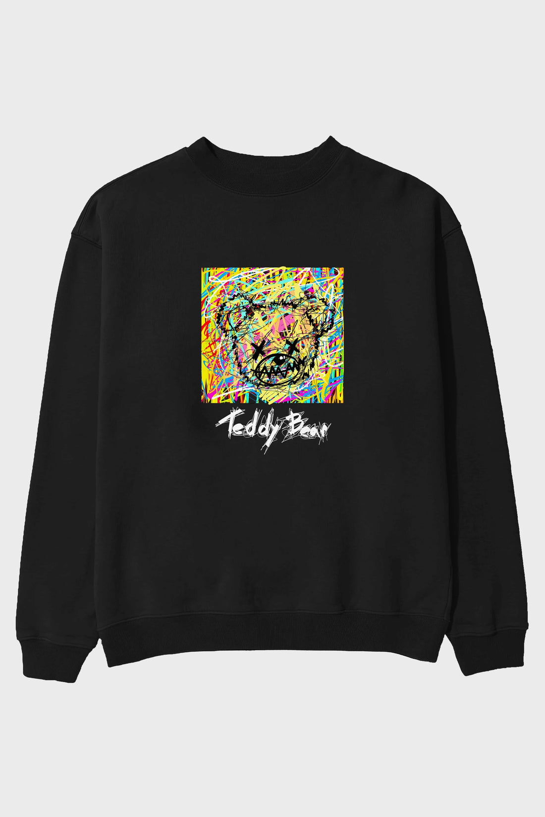 Teddy Bear 3 Ön Baskılı Oversize Sweatshirt Erkek Kadın Unisex