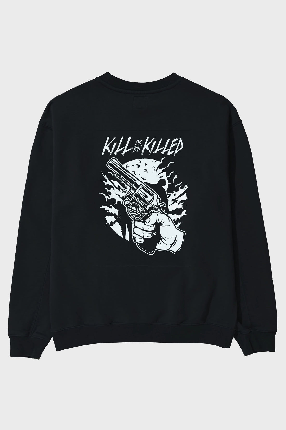 Zombie Shooter Arka Baskılı Oversize Sweatshirt Erkek Kadın Unisex