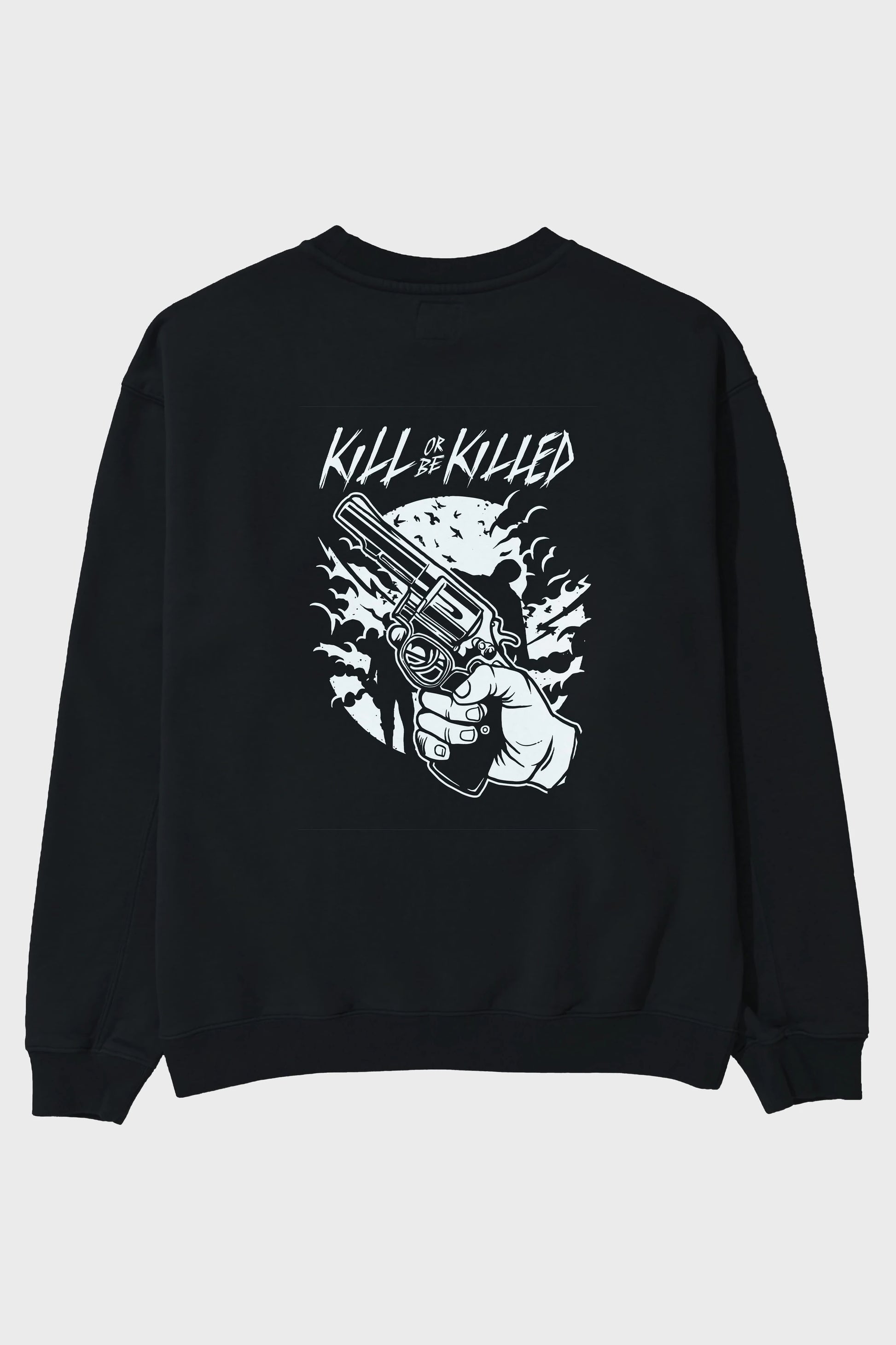 Zombie Shooter Arka Baskılı Oversize Sweatshirt Erkek Kadın Unisex