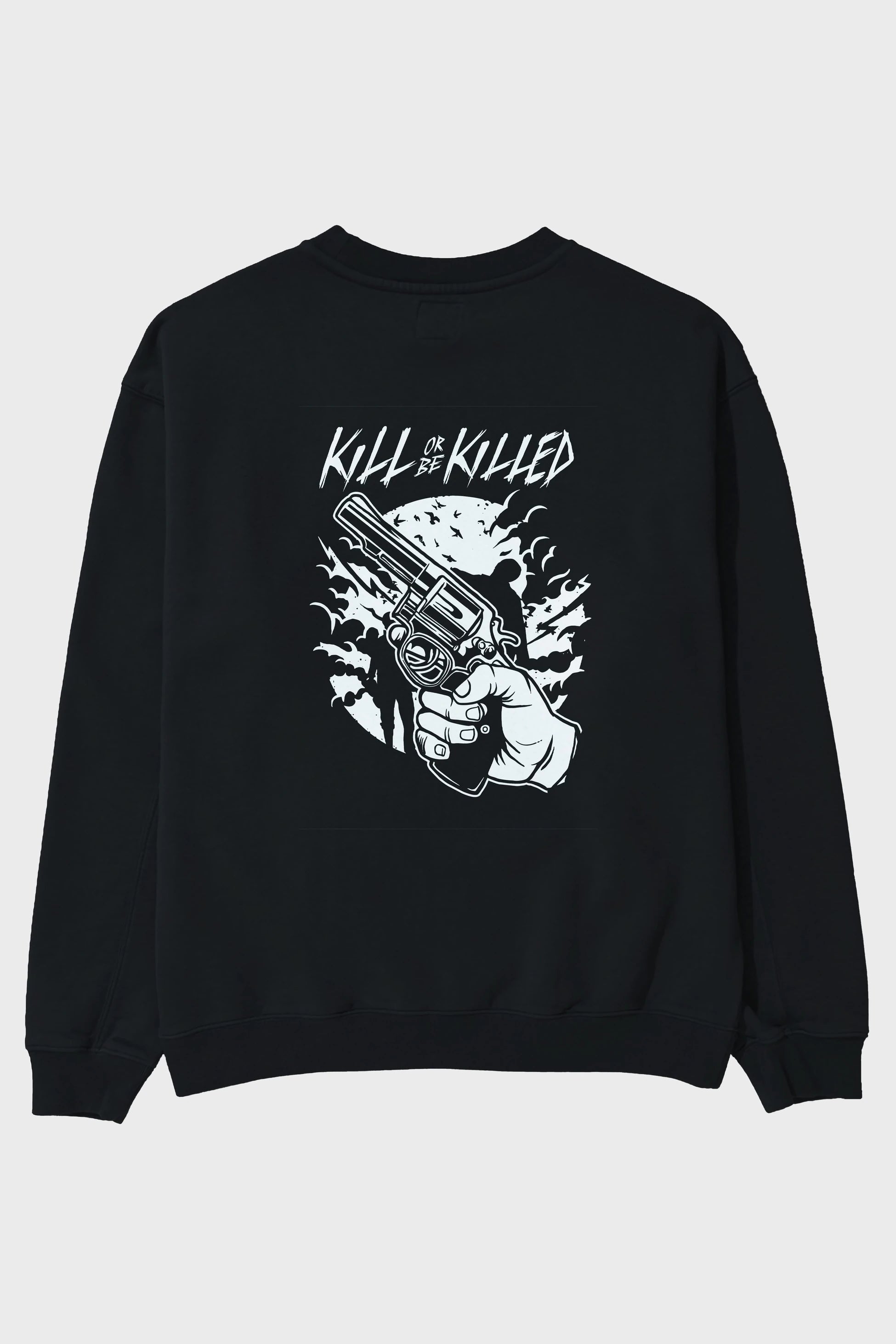 Zombie Shooter Arka Baskılı Oversize Sweatshirt Erkek Kadın Unisex