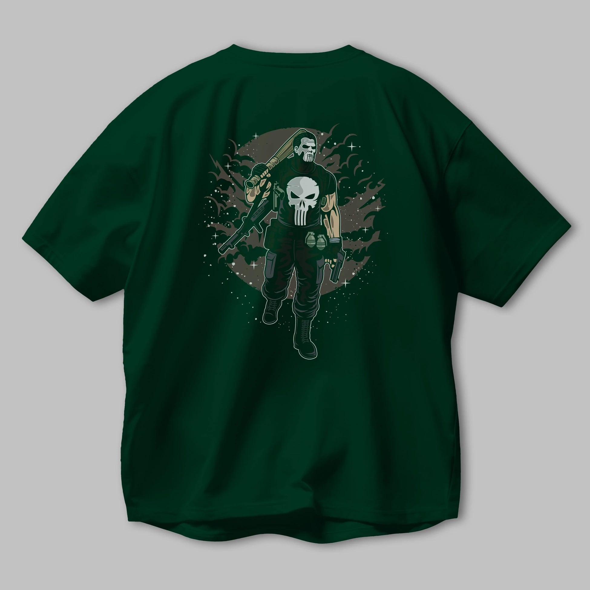 Punisher Arka Baskılı Oversize t-shirt Erkek Kadın Unisex %100 Pamuk